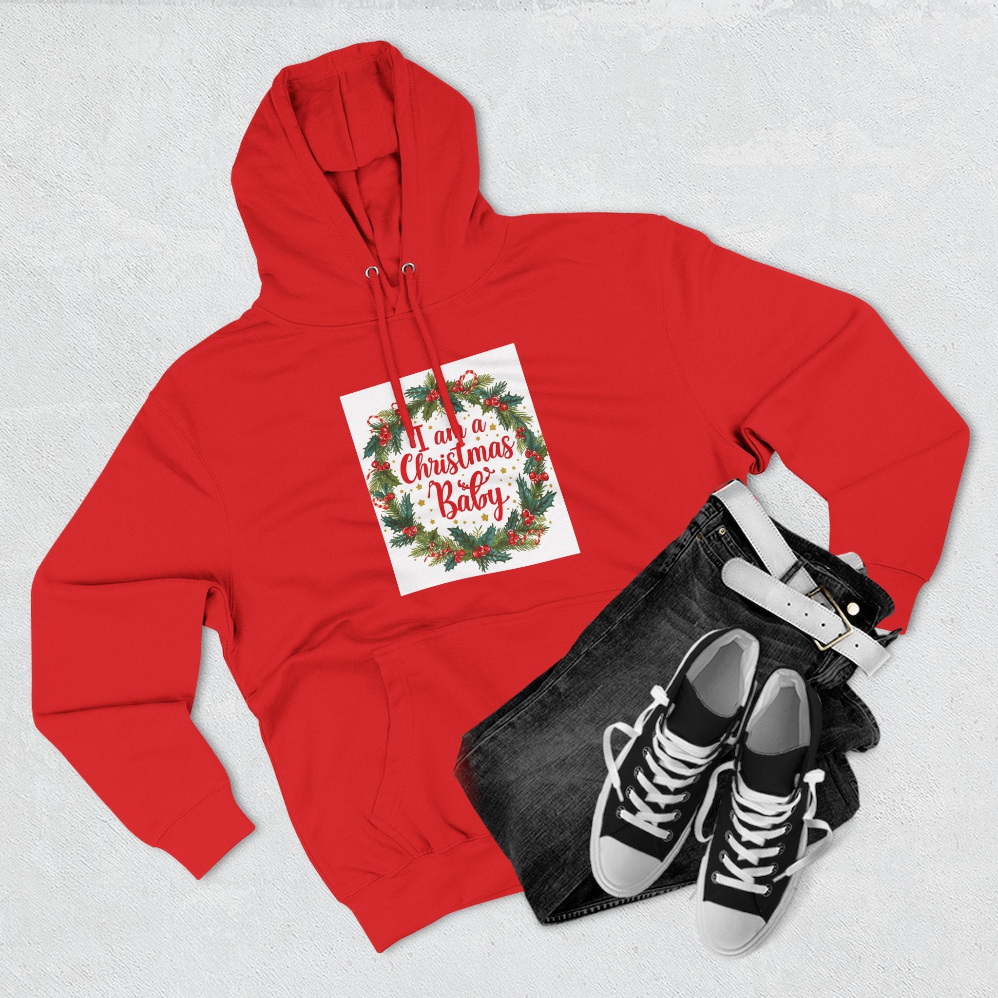 I AM A Christmas Baby Three-Panel Fleece Hoodie