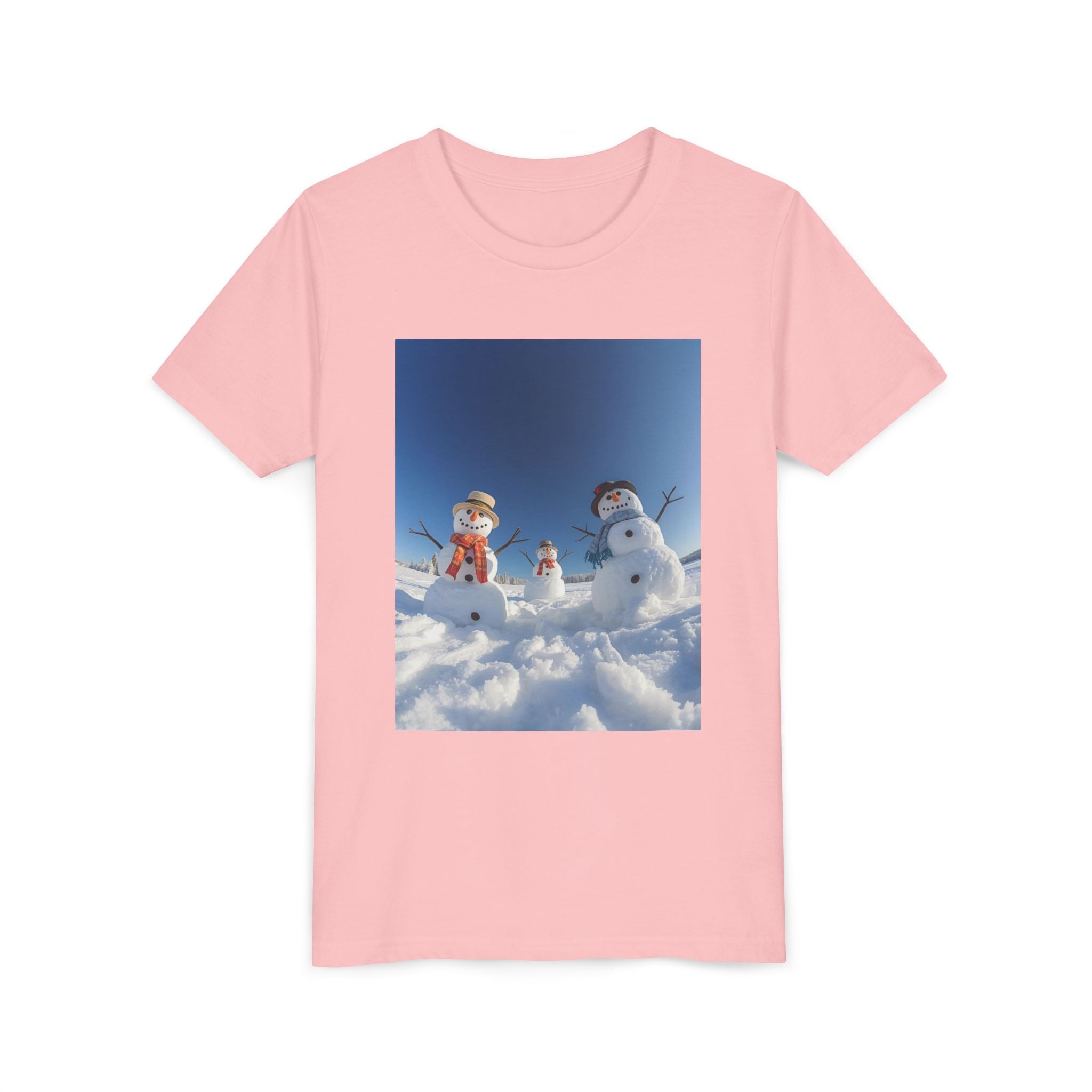 Festive Christmas Snowman Family Youth Short Sleeve Tee