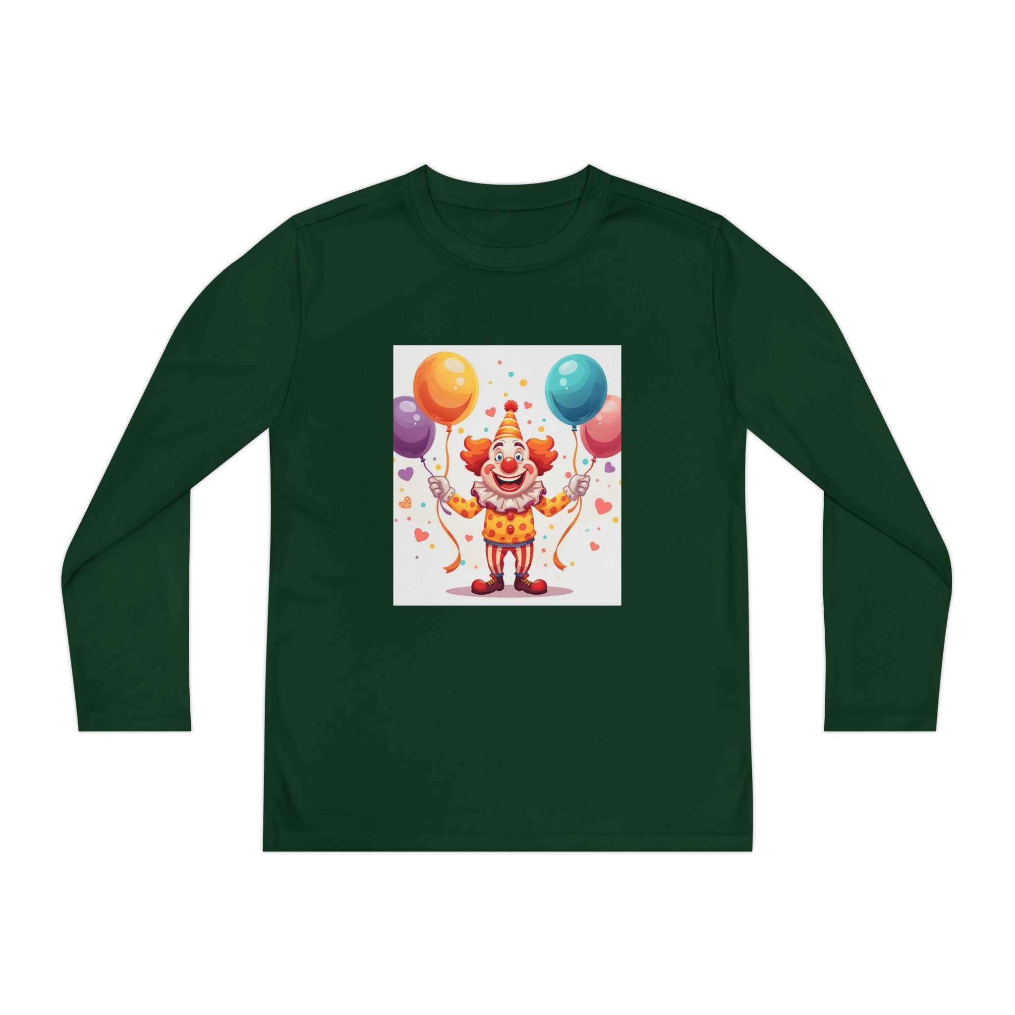 Birthday Clown With Balloons Youth Long Sleeve Competitor Tee