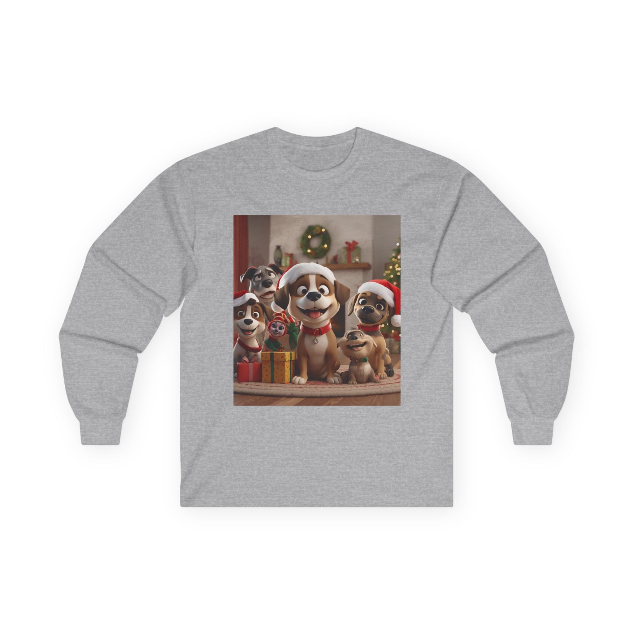 Cute Dog Christmas Long Sleeve Tee, Holiday Gift for Dog Lovers, Cozy Pet Apparel, Winter Wear, Fun Xmas T-shirt