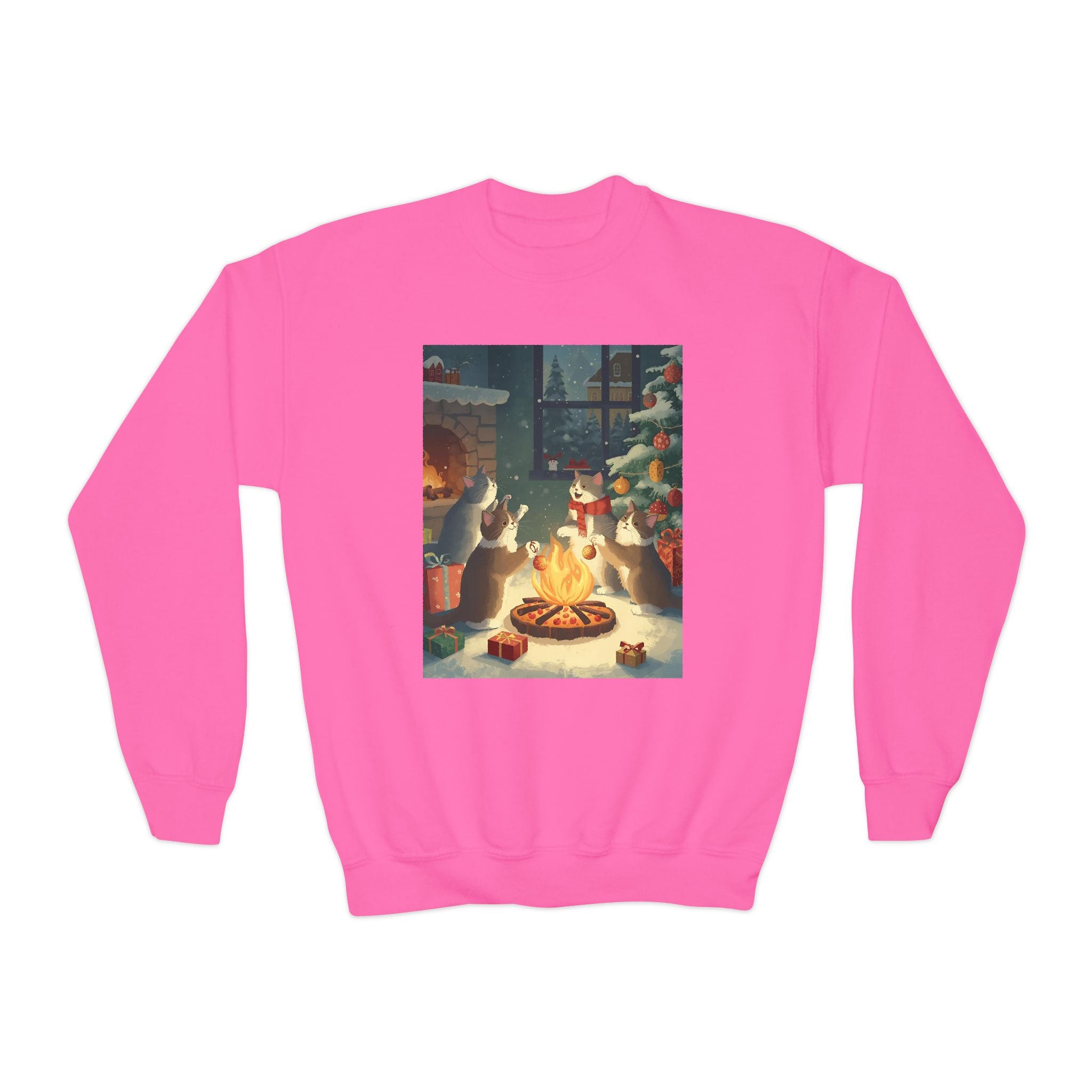 Cute Cats Christmas Youth Crewneck Sweatshirt