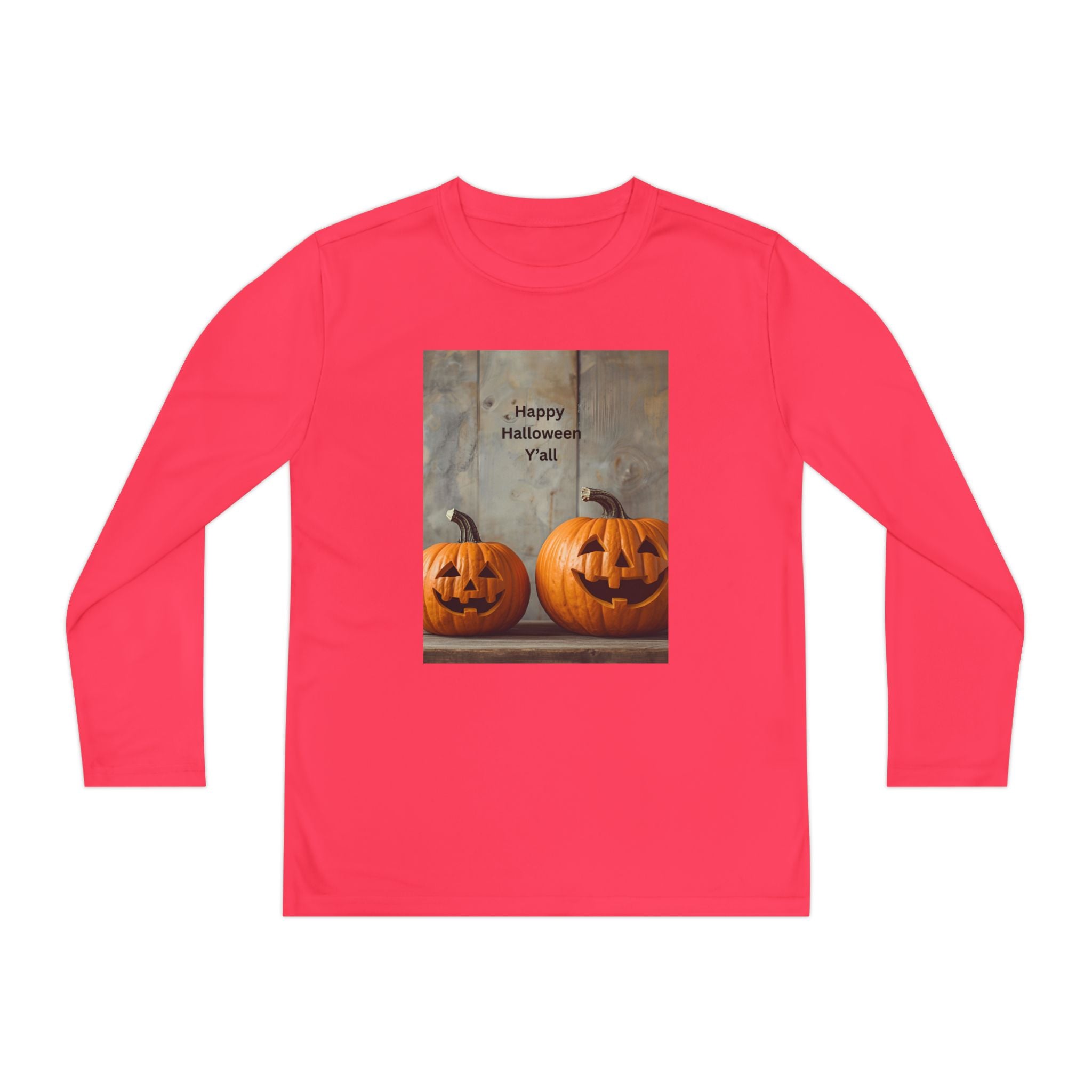 Youth Halloween Pumpkin Long Sleeve Tee, Funny Halloween Shirt, Kids Pumpkin Tee, Fall Celebration Top, Spooky Season Apparel