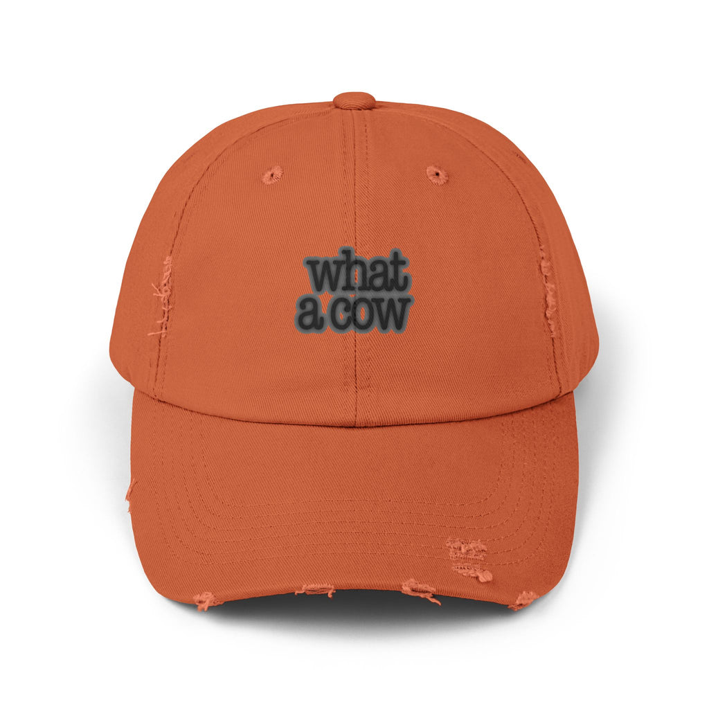 What A Cow Unisex Distressed Cap