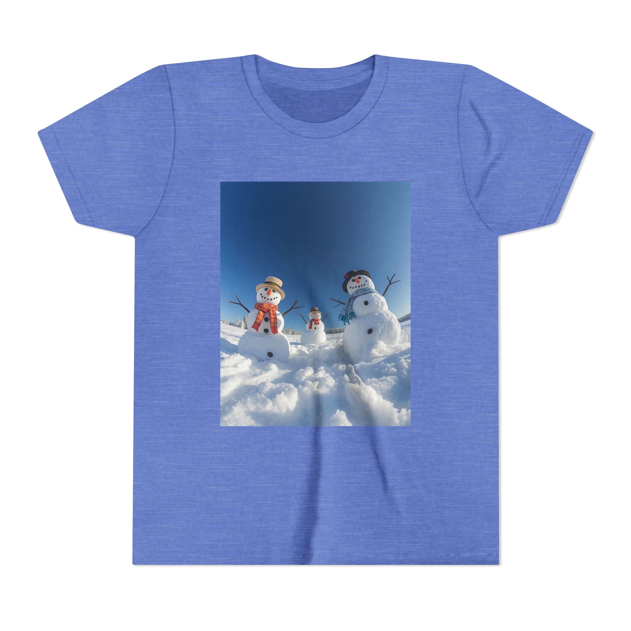 Festive Christmas Snowman Family Youth Short Sleeve Tee