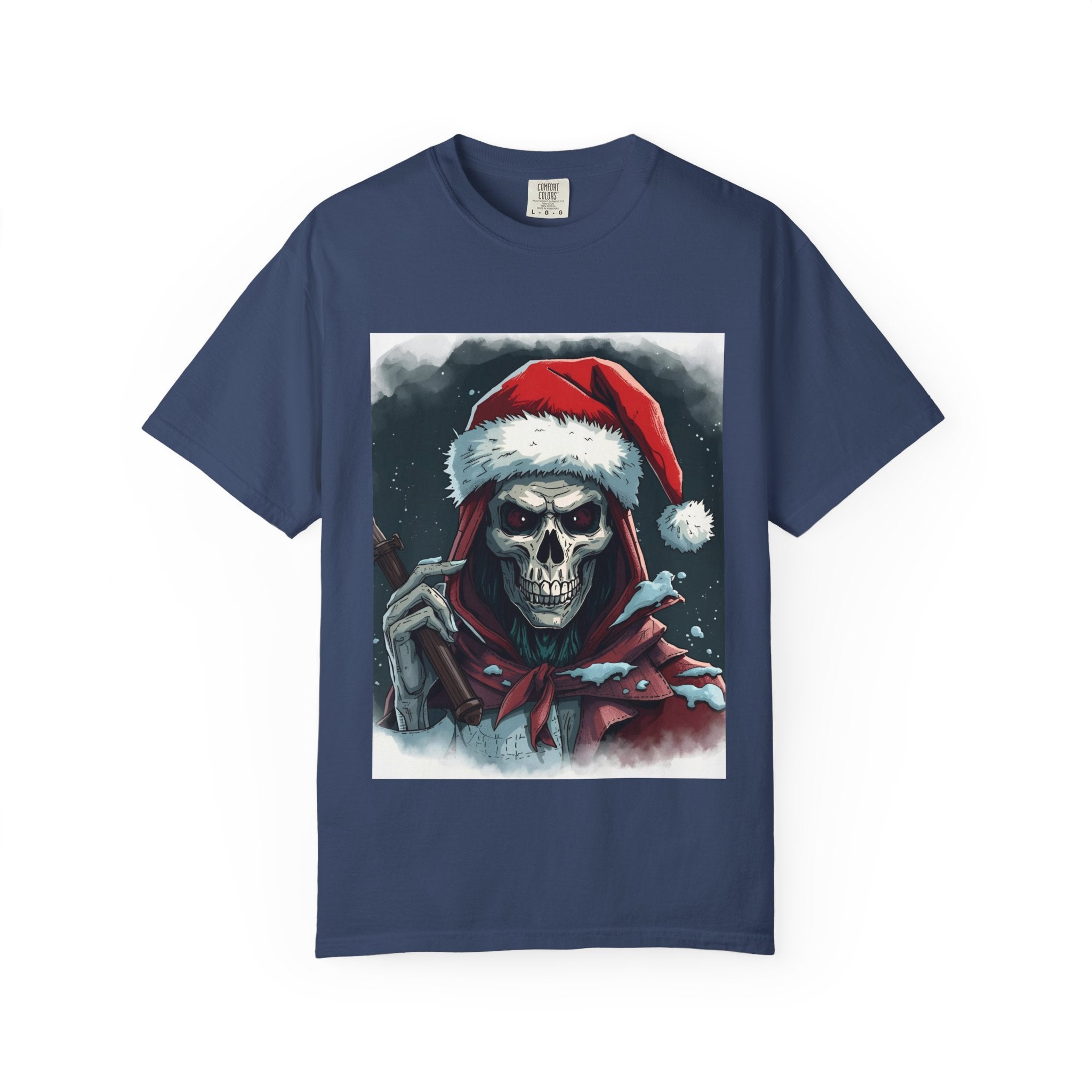 Spooky Santa Skull Graphic T-Shirt - Unisex Holiday Apparel, Christmas Gift, Casual Wear, Graphic Tee, Halloween Shirt