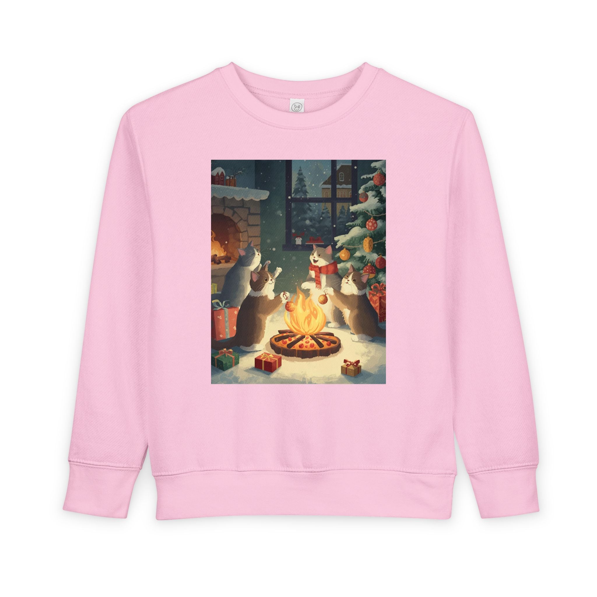 Cozy Holiday Toddler Sweatshirt, Christmas Gift, Cute Cat Design, Winter Apparel, Kids Holiday Clothing, Family Matching