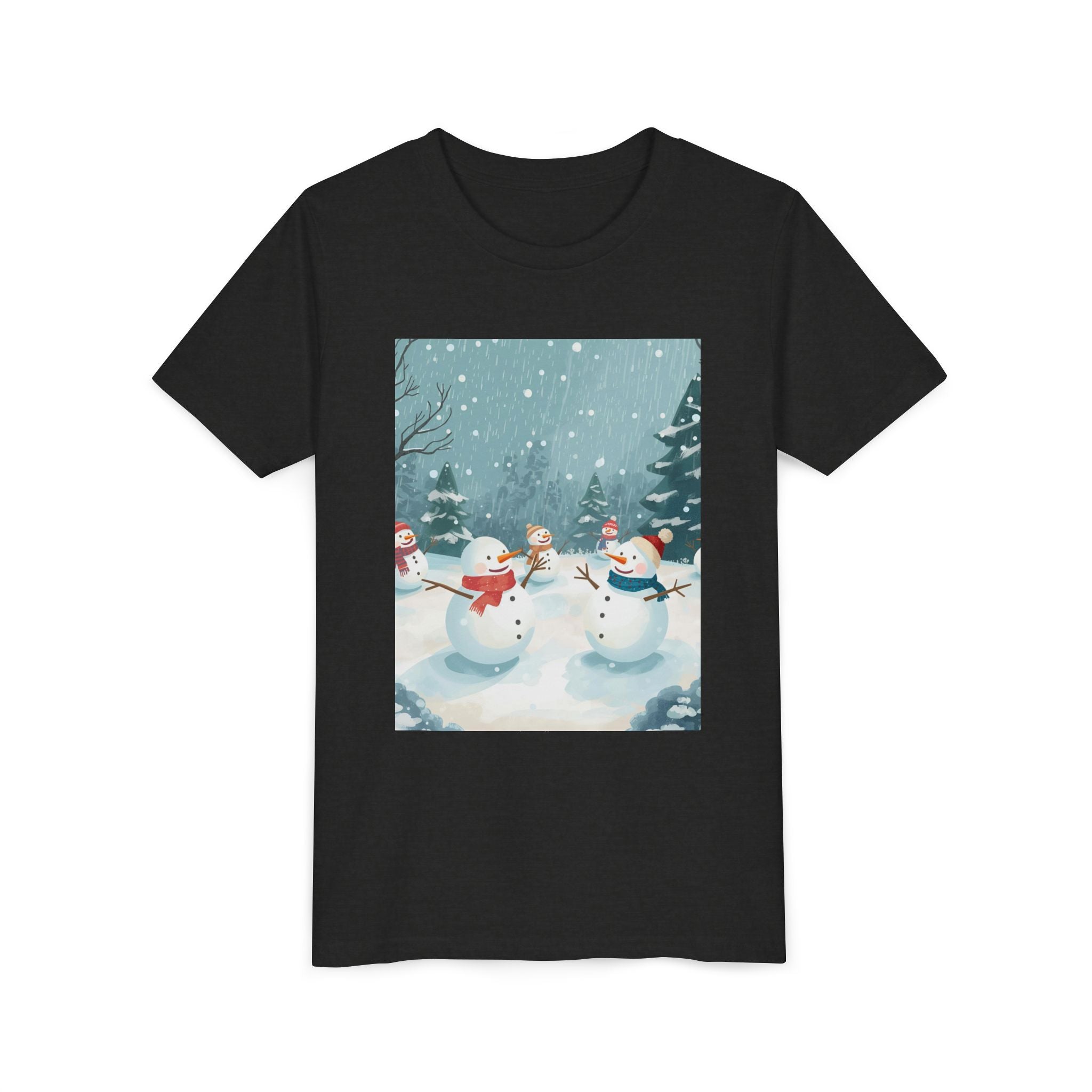 Festive Christmas Snowman Youth Short Sleeve Tee