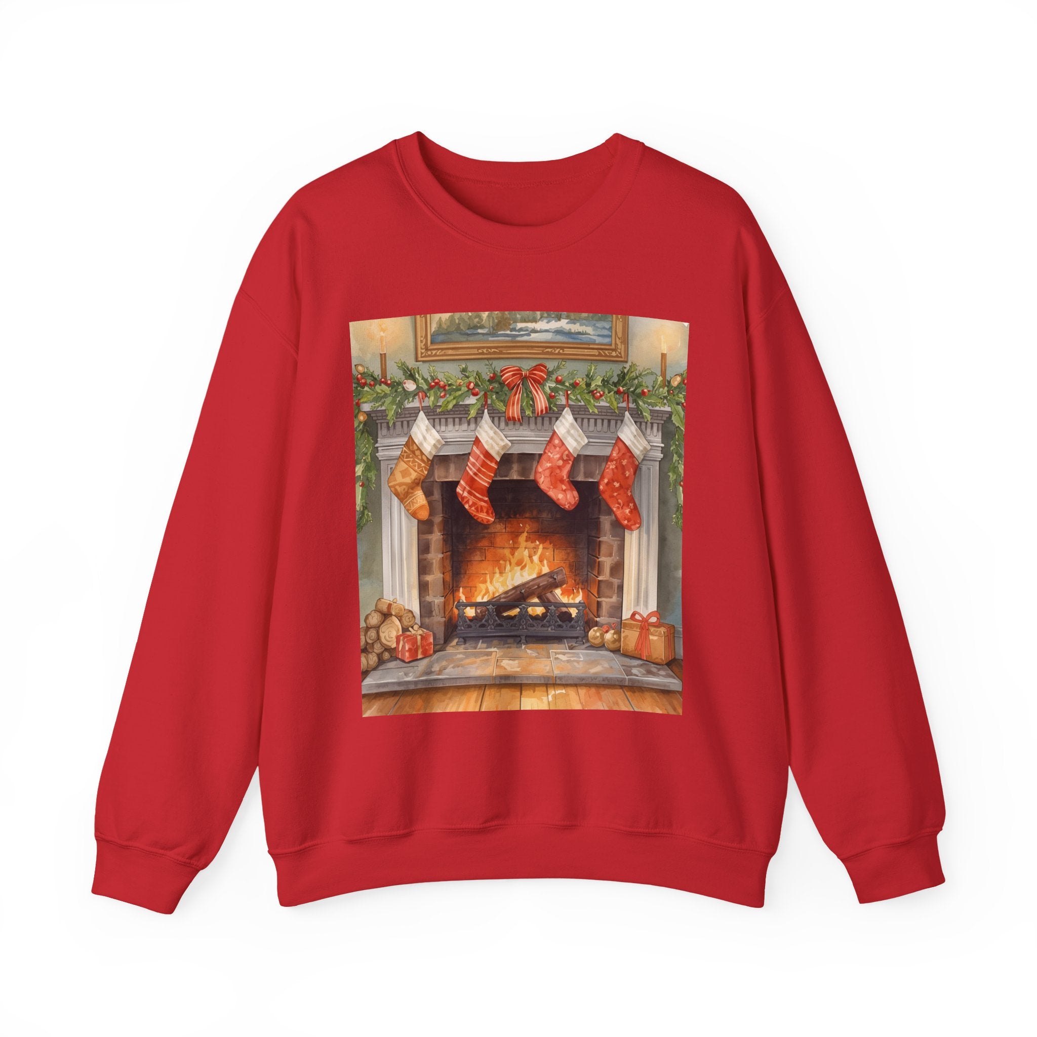Christmas Stocking Fireplace Unisex Heavy Blend™ Crewneck Sweatshirt