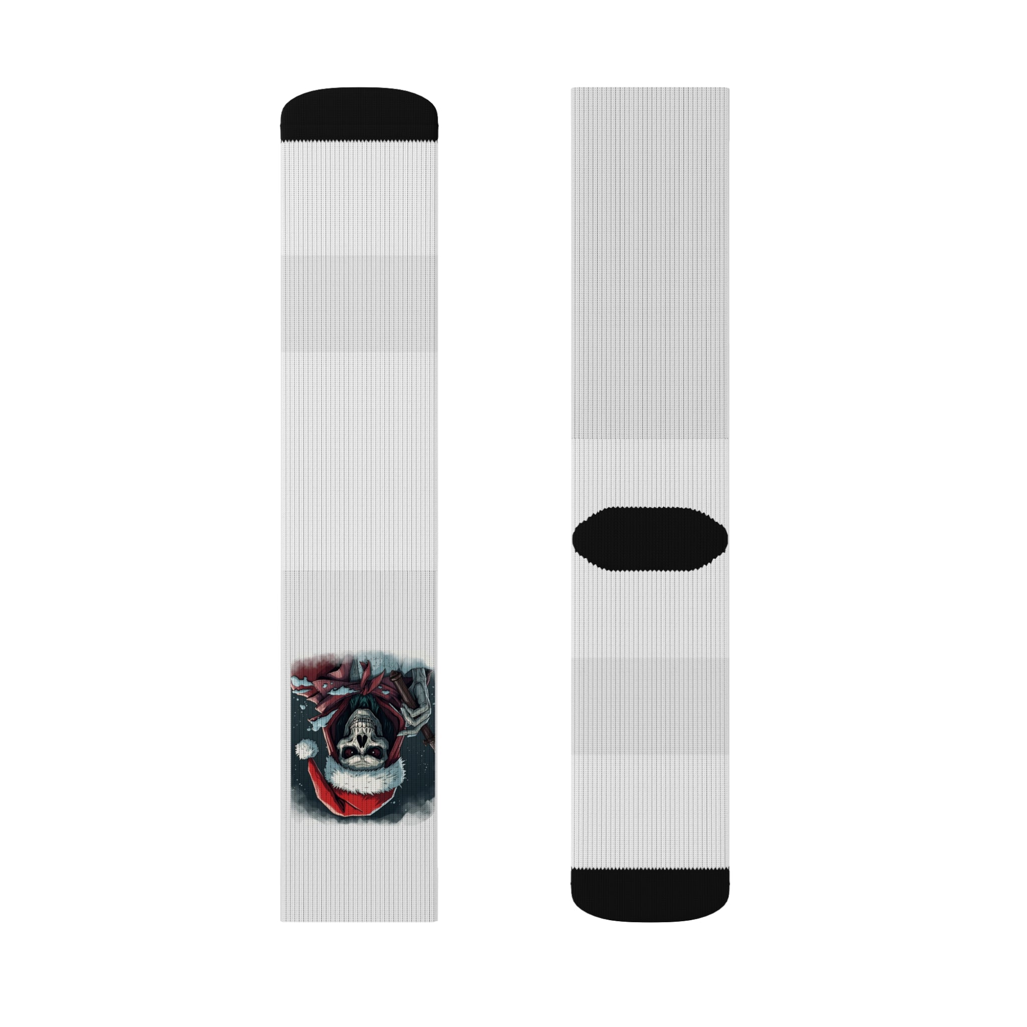 Spooky Skeleton Christmas Santa Sublimation Socks