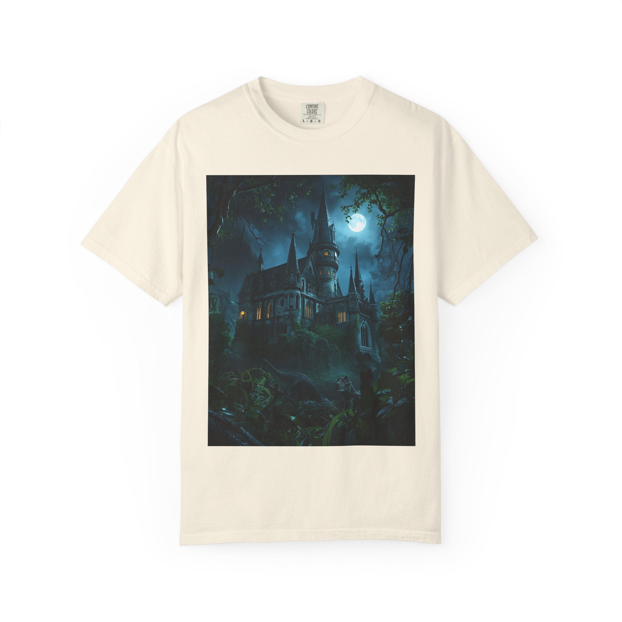 Mystical Night Scene Castle T-Shirt, Spooky Tees, Halloween Apparel, Gothic Style Shirt, Unisex Shirt, Nighttime Scene Tee