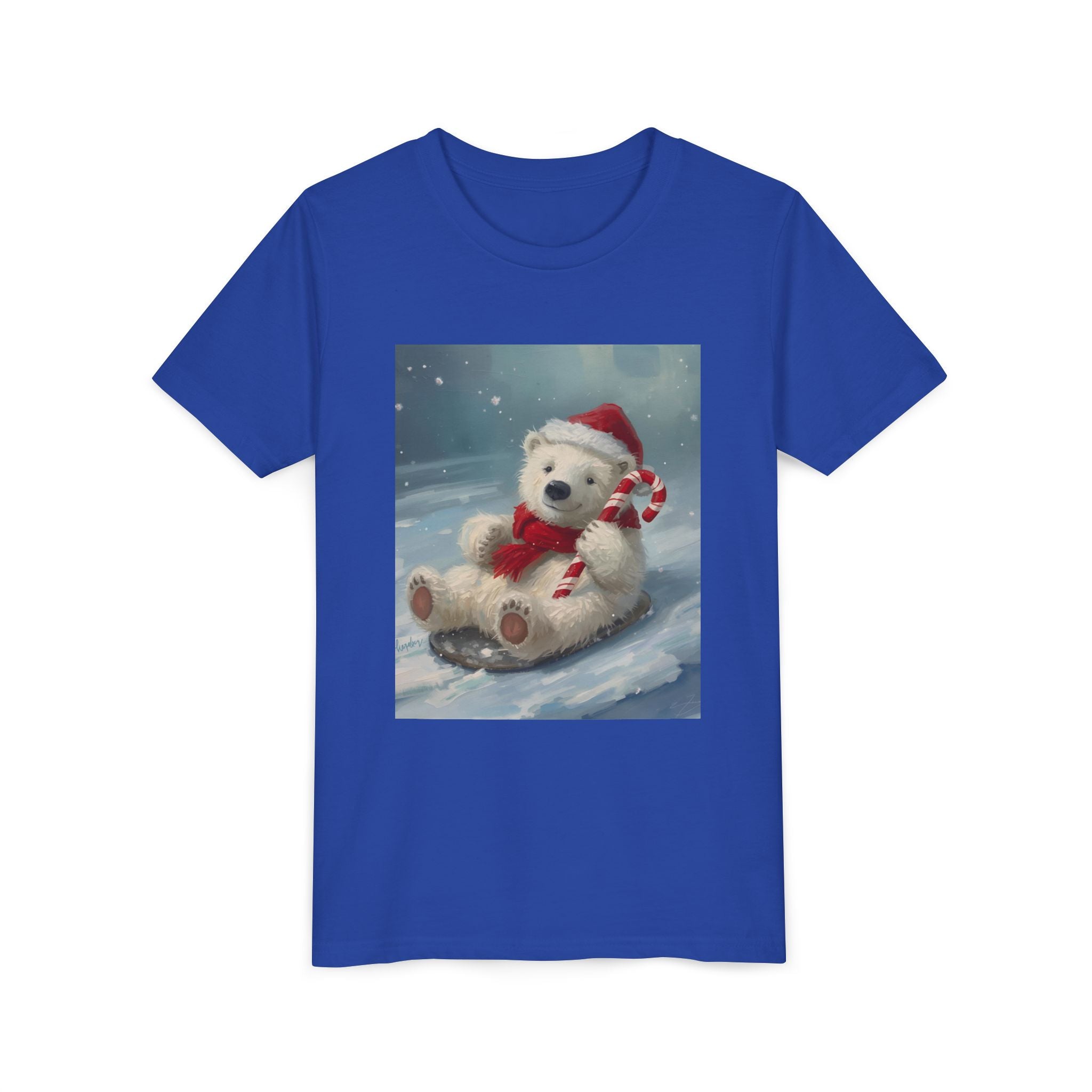 Cute Christmas Bear Youth Short Sleeve Tee