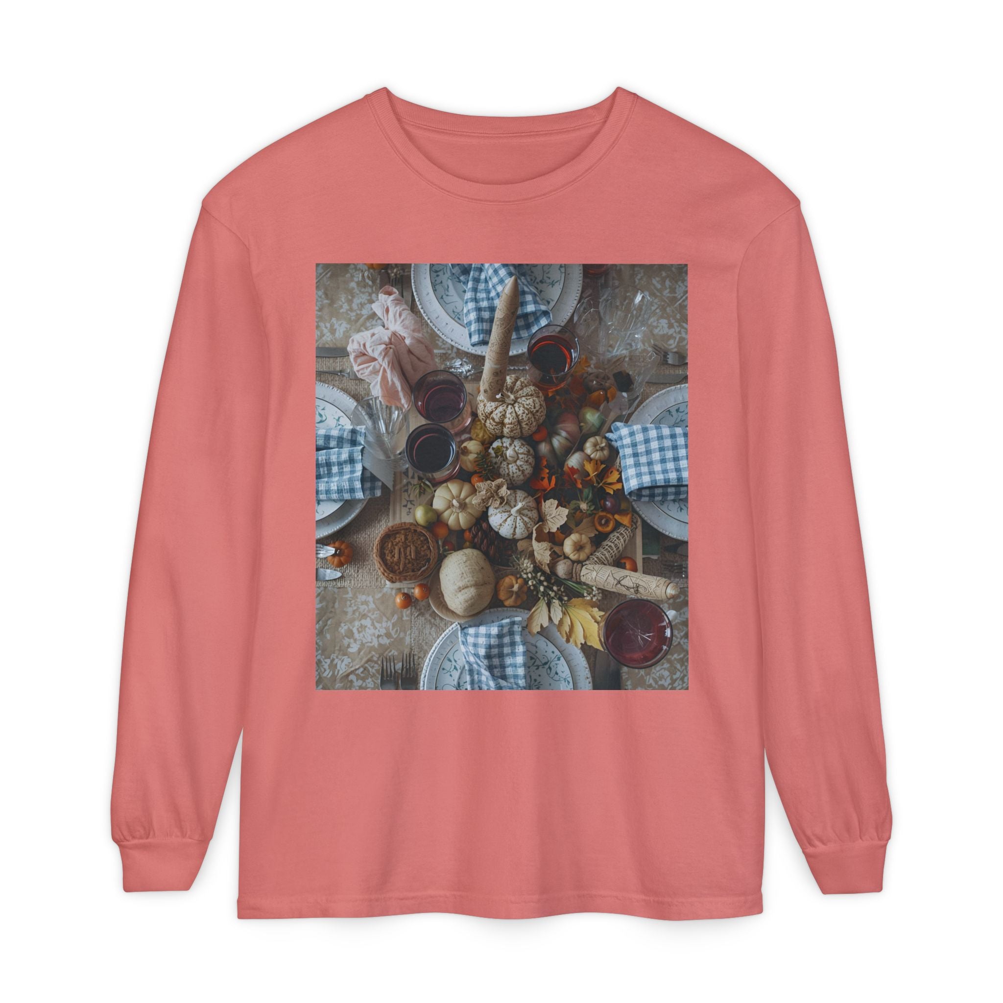 Rustic Gatherings Festive Long Sleeve T-Shirt for Gatherings, Casual Wear, Thanksgiving Shirt, Cozy Gift, Holiday Celebration Tee