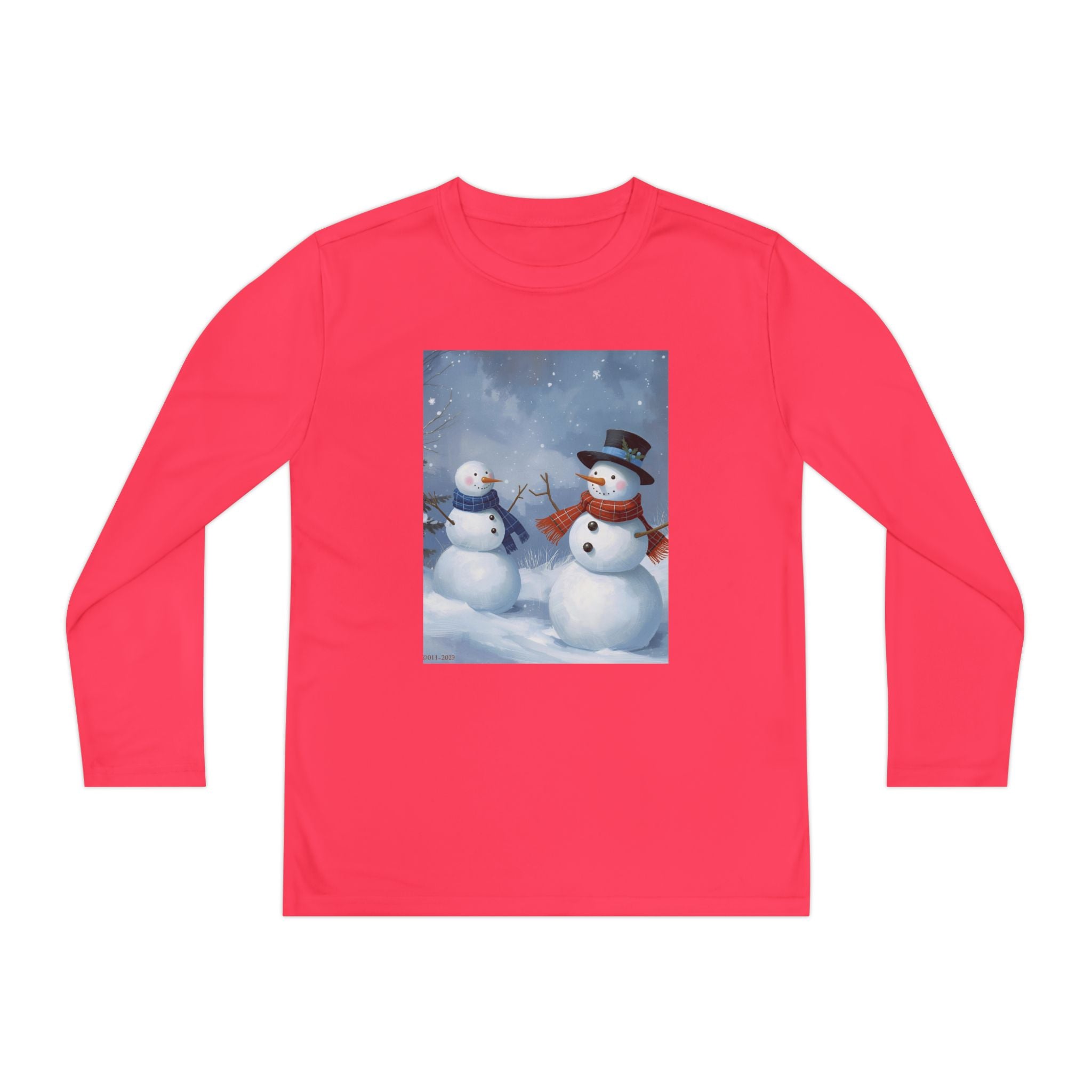 Christmas Snowman Family Youth Long Sleeve Competitor Tee