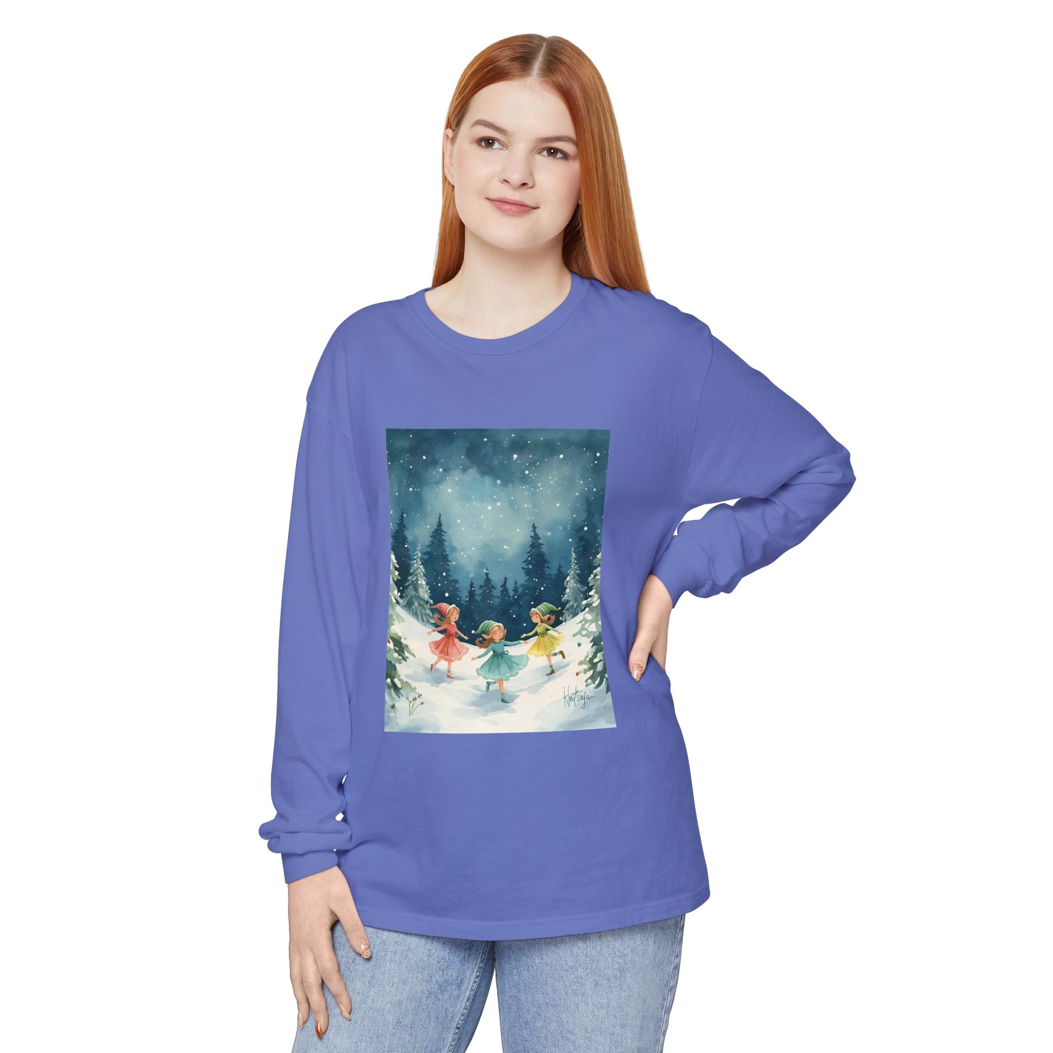 Winter Wonderland Long Sleeve T-Shirt, Cozy Graphic Tee, Perfect for Holidays, Gift for Her, Winter Apparel, Seasonal Fashion