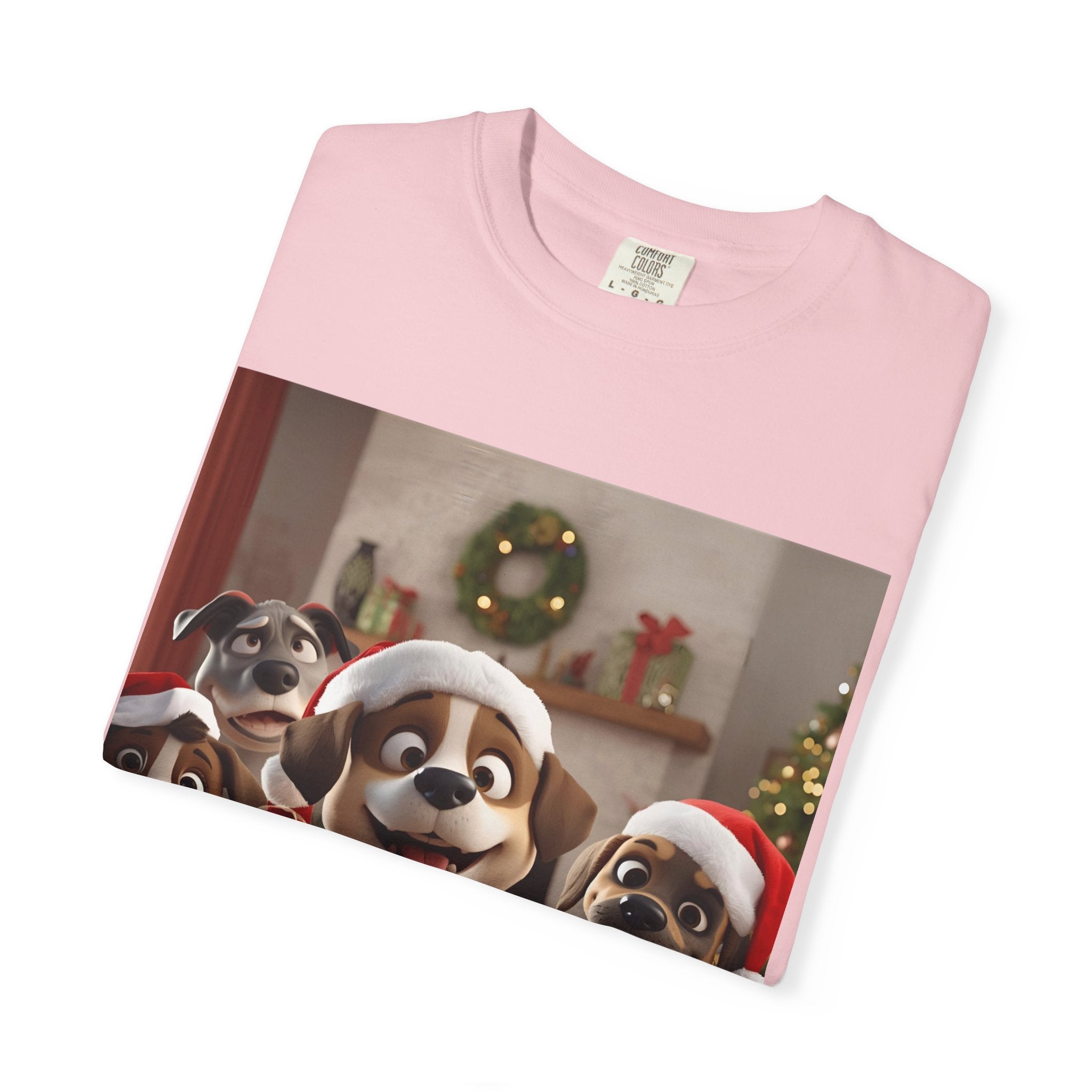 Cute Christmas Festive Dog Lovers T-Shirt | Unisex Garment-Dyed Tee for Dog Enthusiasts | Holiday Gift, Christmas Apparel, Pet Lover Shirt