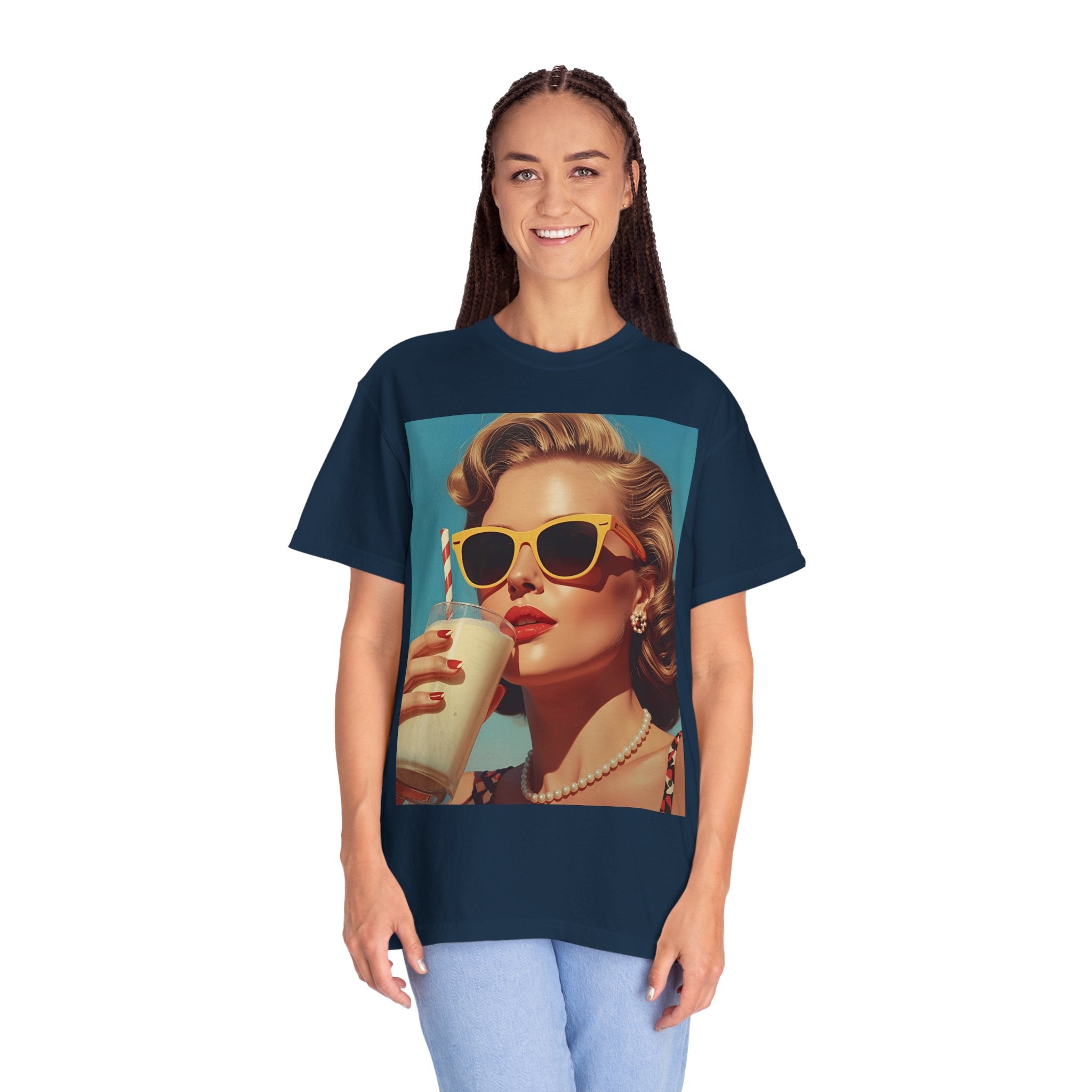 Retro Pop Art Summer Vibe T-shirt | Unisex Garment-Dyed Tee, Vintage Style Shirt, Trendy Summer Wear, Perfect Gift for Her, Casual Everyday Top