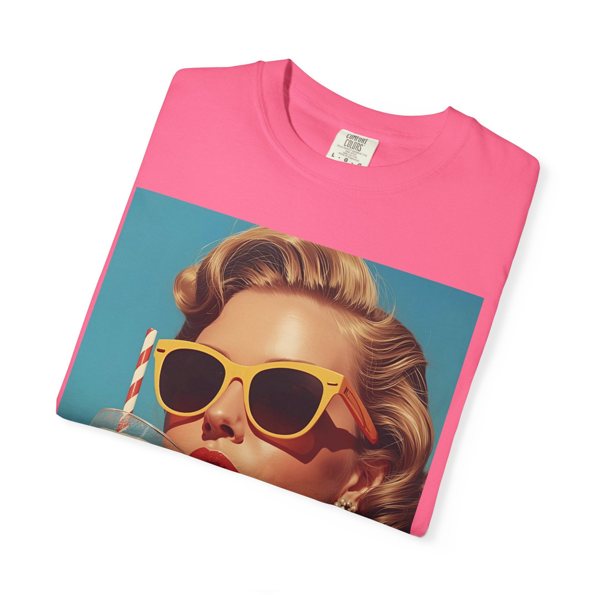 Retro Pop Art Summer Vibe T-shirt | Unisex Garment-Dyed Tee, Vintage Style Shirt, Trendy Summer Wear, Perfect Gift for Her, Casual Everyday Top