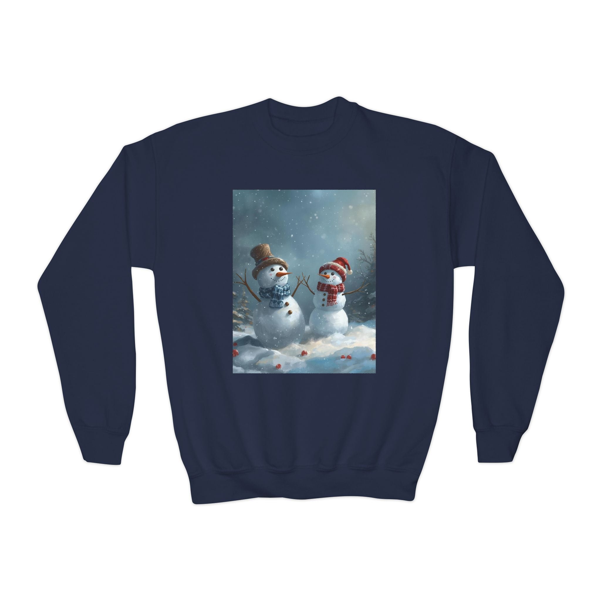 Christmas Snowman Family Youth Crewneck Sweatshirt