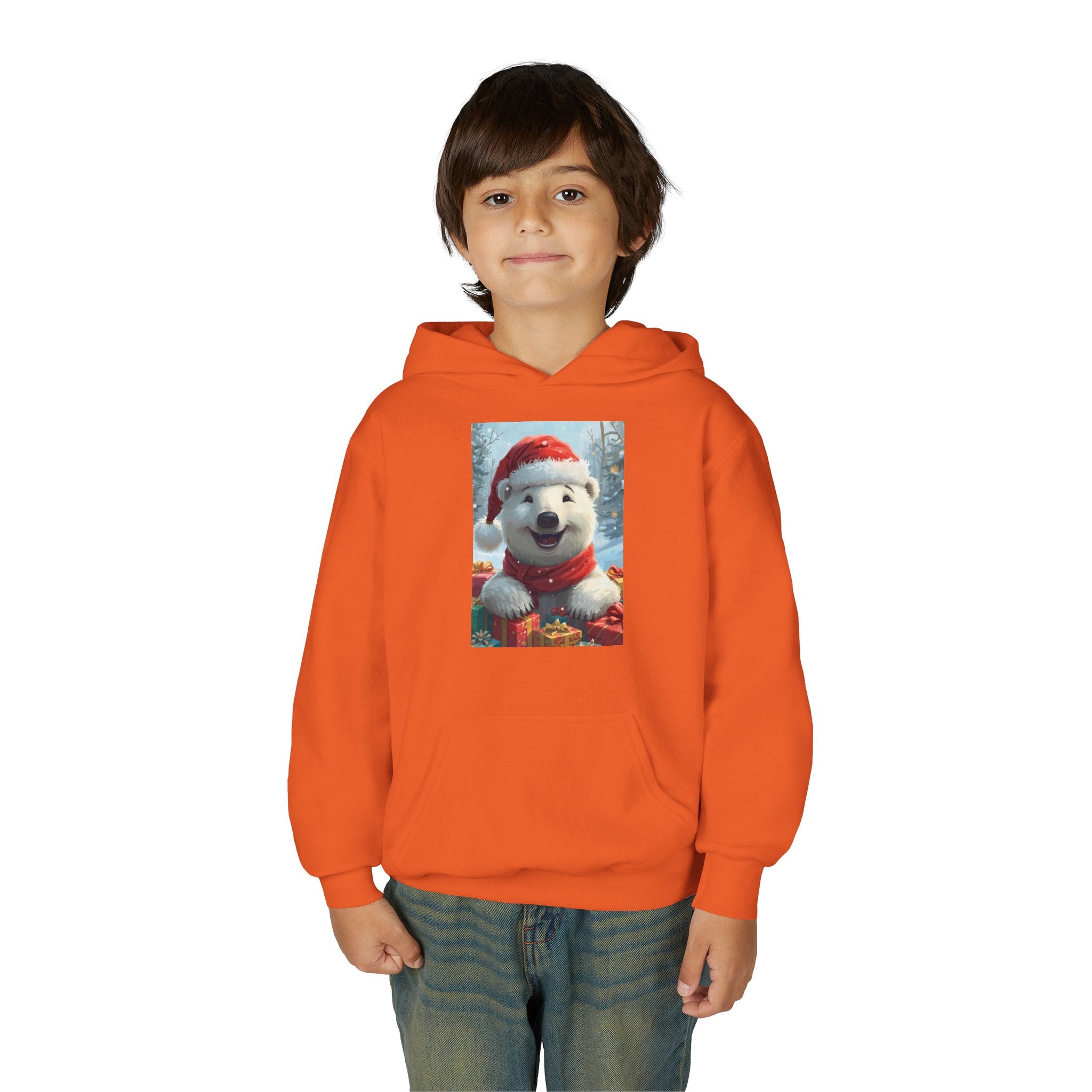 Christmas Bear Youth Heavy Blend Hooded Sweatshirt
