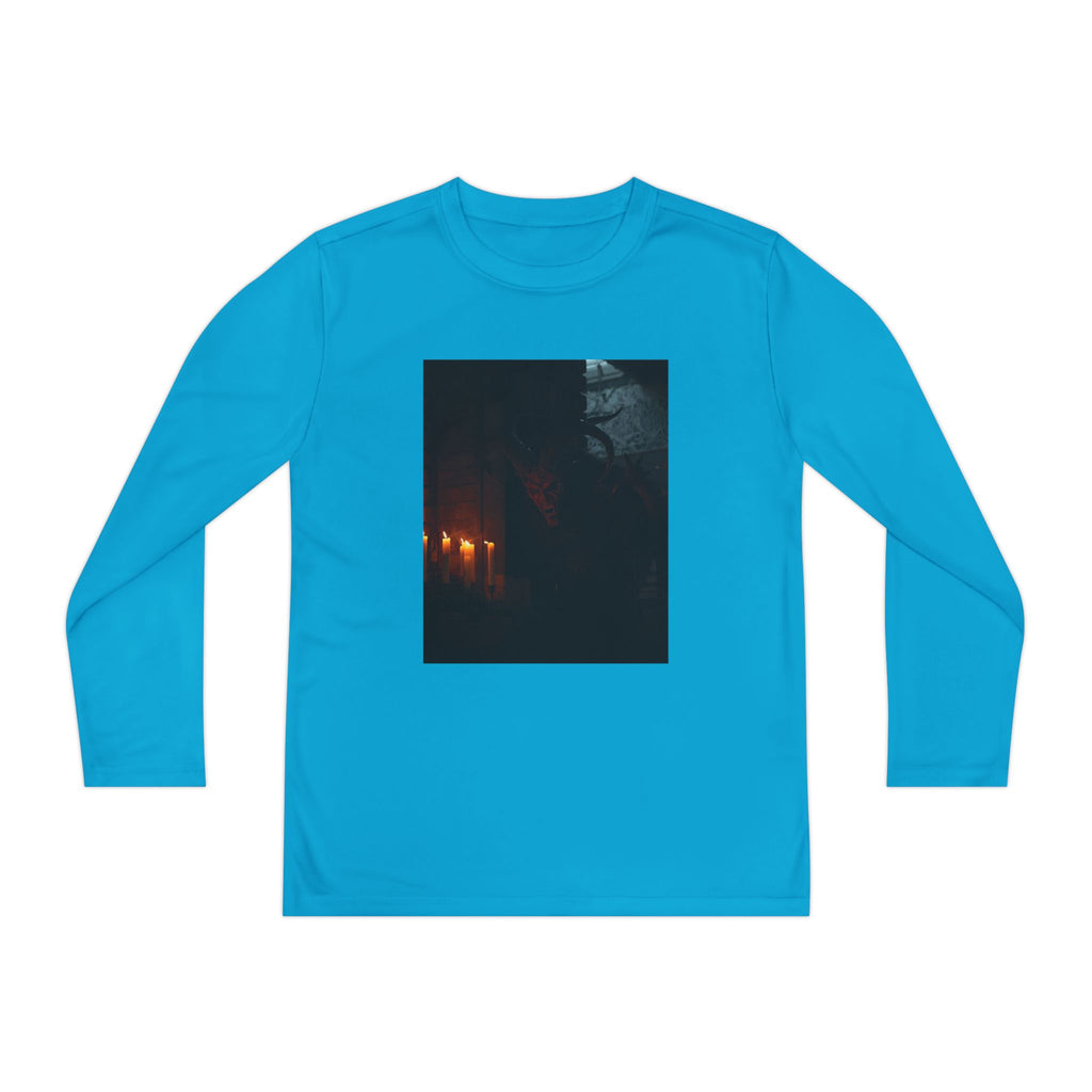 Spooky Halloween Pumpkin Shadow Youth Long Sleeve Competitor Tee