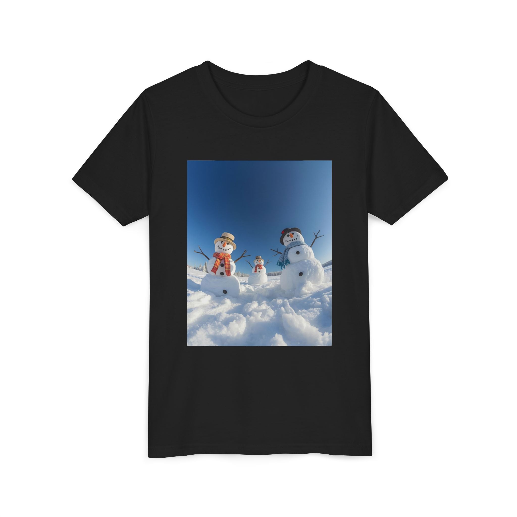Festive Christmas Snowman Family Youth Short Sleeve Tee