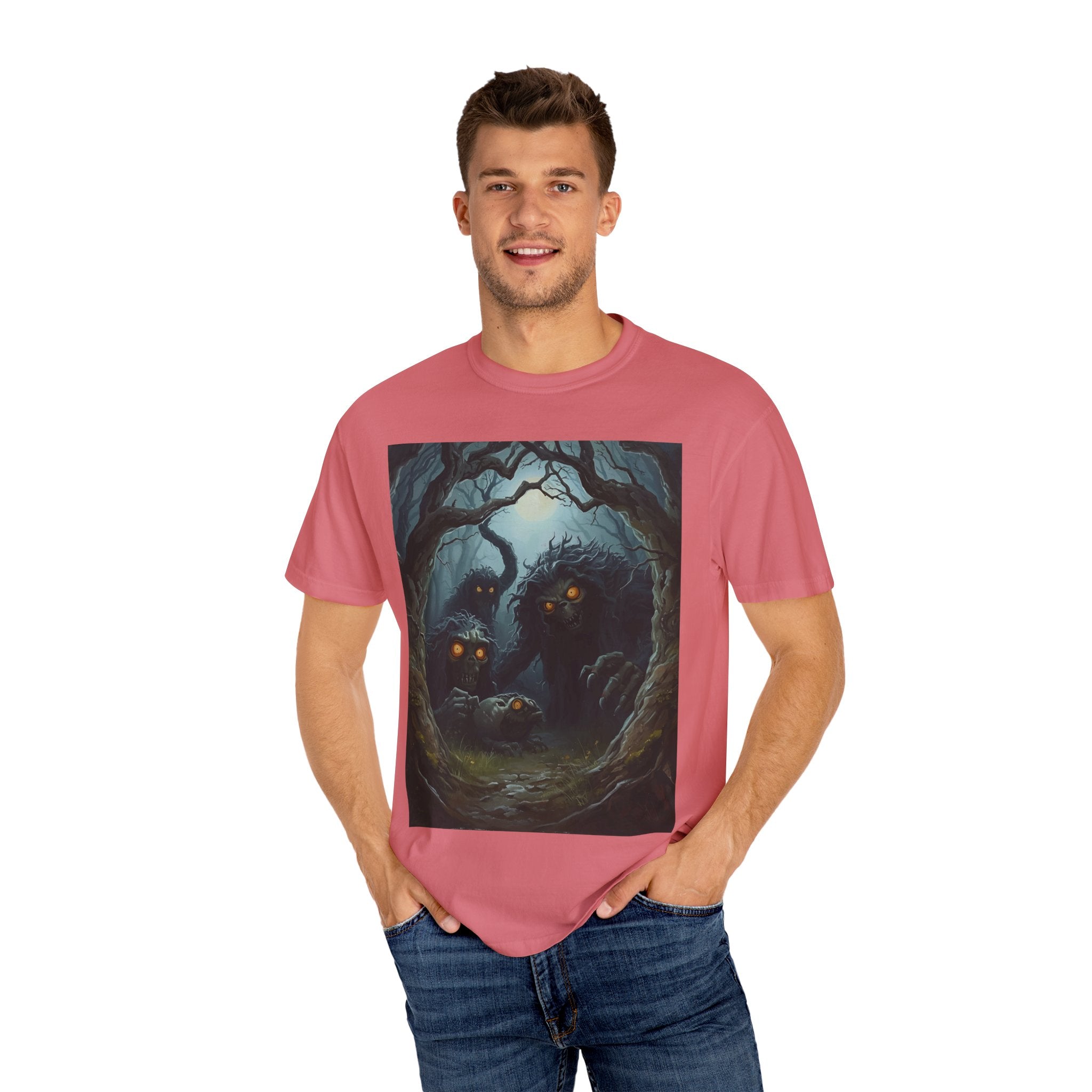 Spooky Mysterious Forest Graphic T-Shirt, Unisex Tee, Nature Lover Gift, Halloween Apparel, Unique Artwear