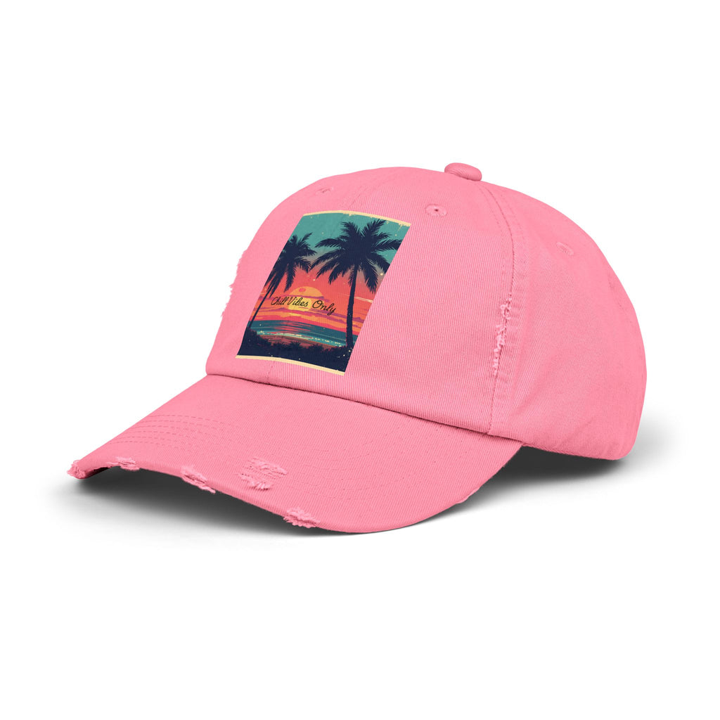 Tropical Sunset Unisex Distressed Cap