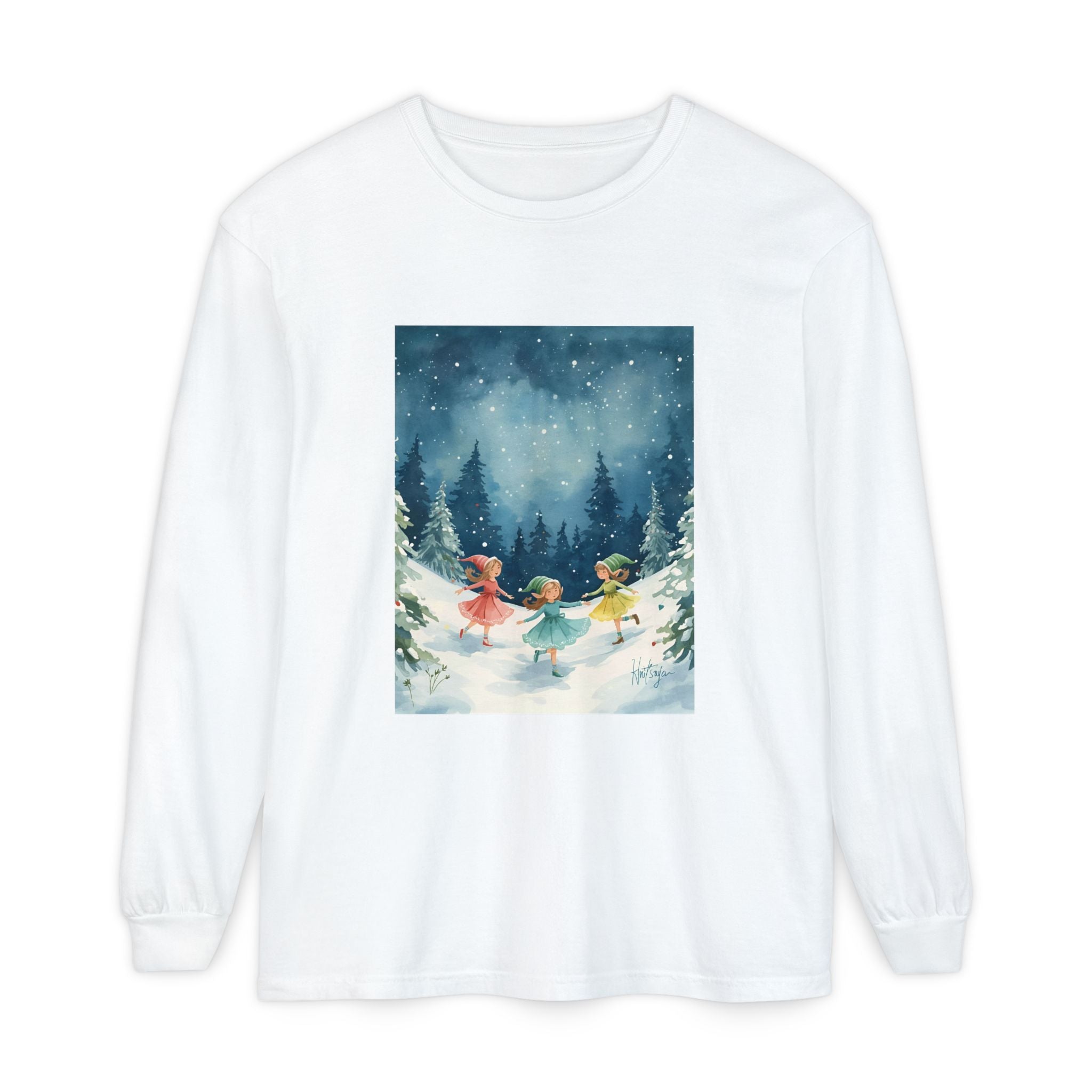 Winter Wonderland Long Sleeve T-Shirt, Cozy Graphic Tee, Perfect for Holidays, Gift for Her, Winter Apparel, Seasonal Fashion