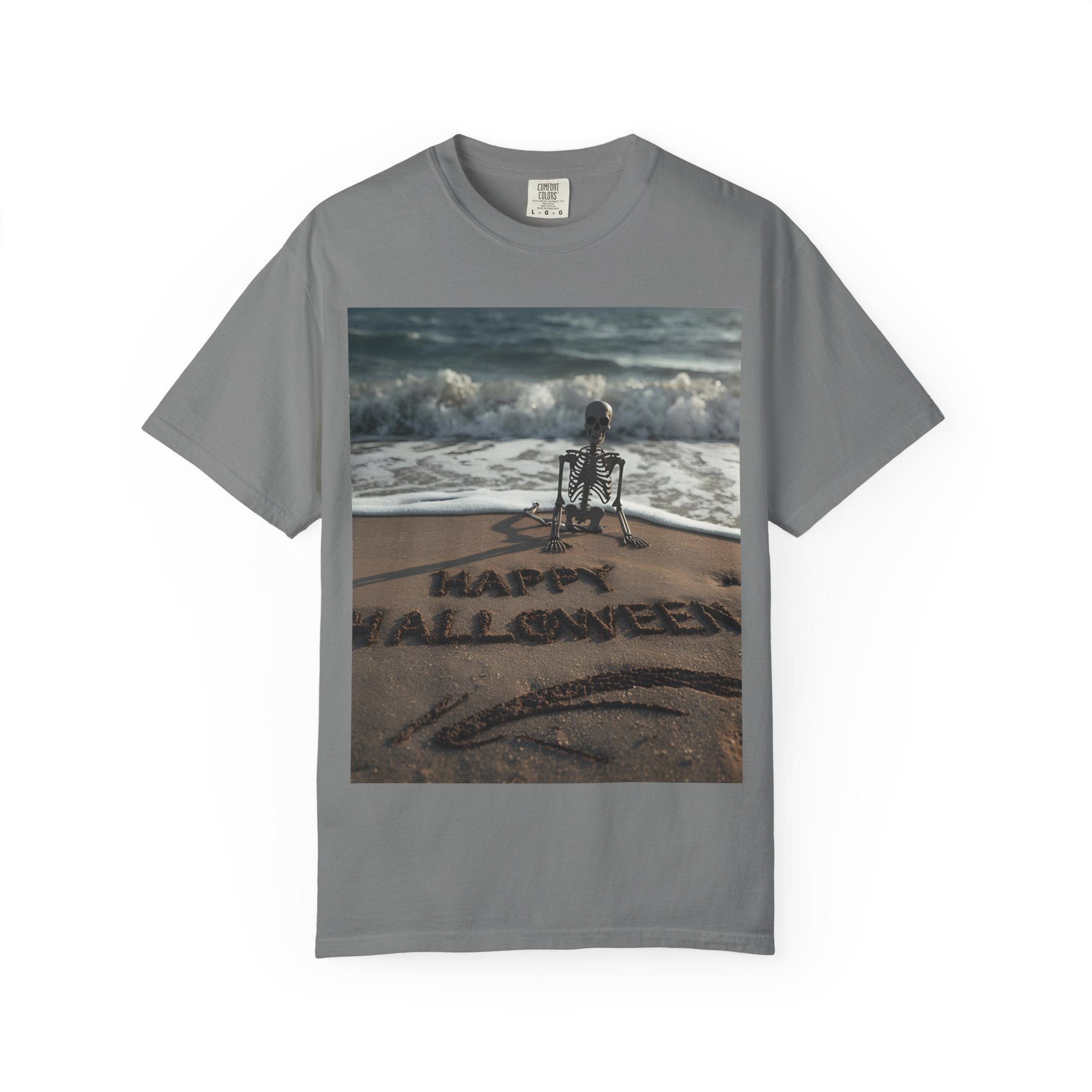 Halloween Beach Skeleton Vibes Unisex T-Shirt, Spooky Summer Tee, Fun Halloween Shirt, Beachwear, Casual Halloween Outfit