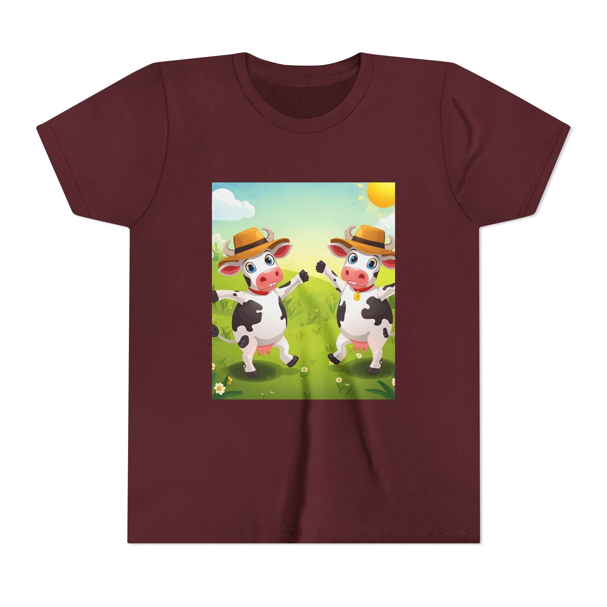 Cute Cow Fun Farm Youth Short Sleeve Tee