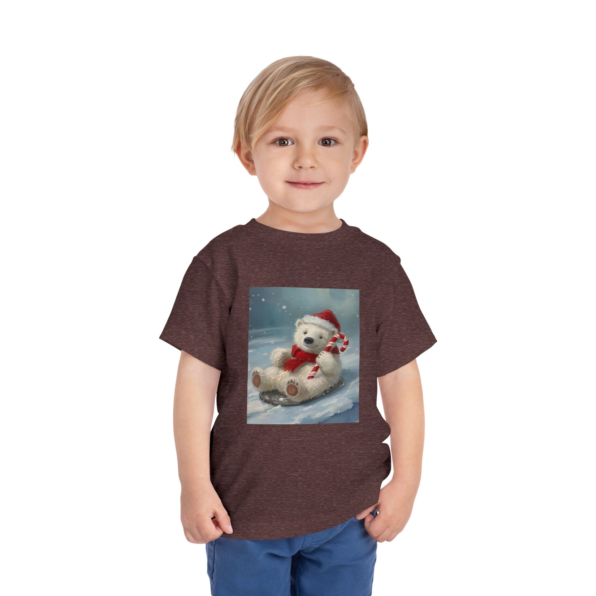 Cute Christmas Bear Toddler Short Sleeve Tee