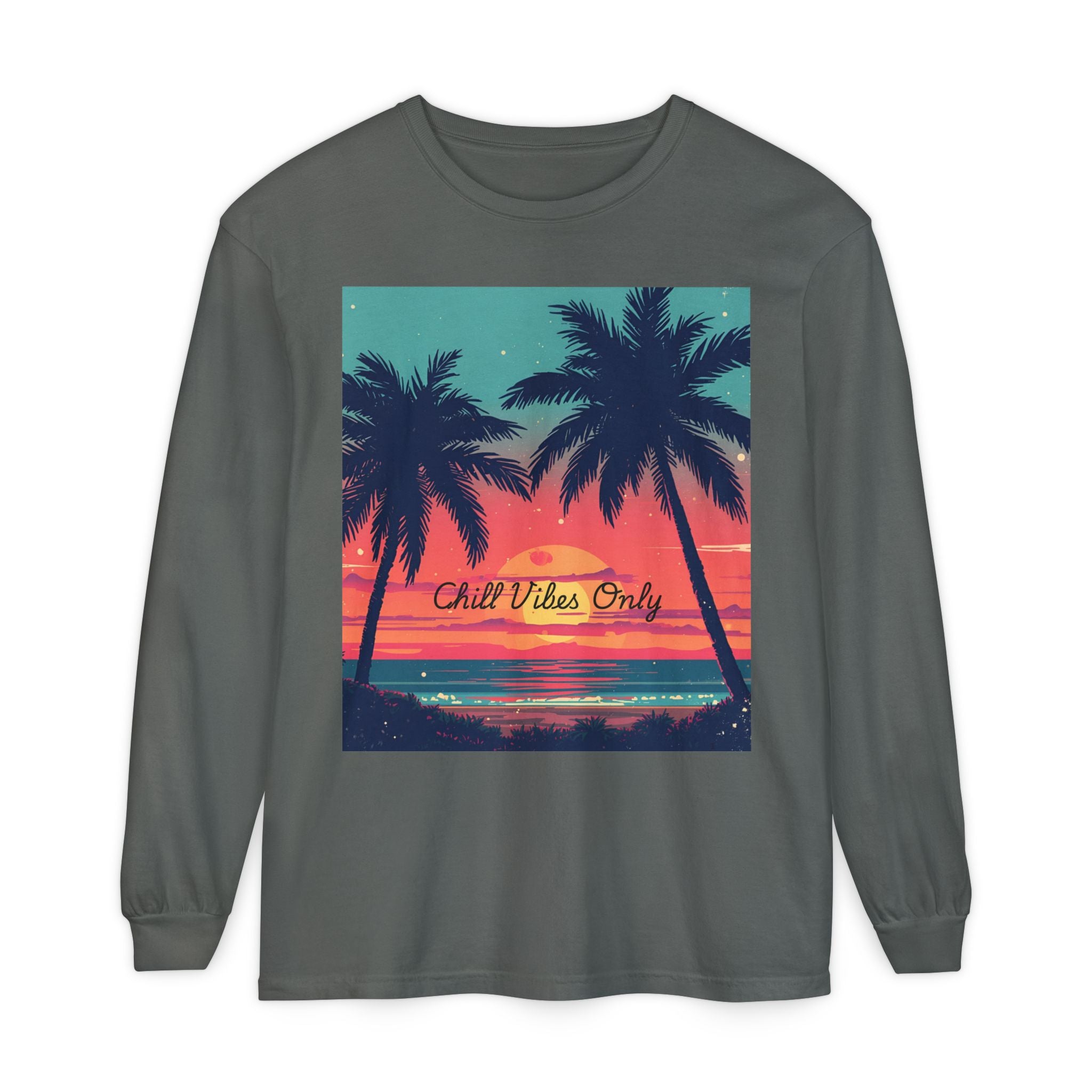 Tropical Sunset Unisex Garment-dyed Long Sleeve T-Shirt