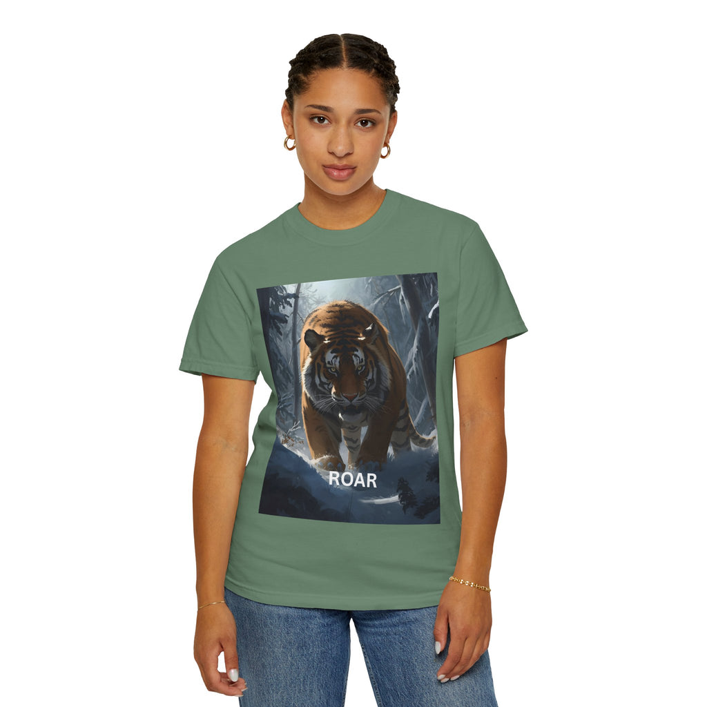 Tiger Roar Snow Unisex T-Shirt, Animal Lover Gift, Wildlife Tee, Casual Wear, Adventure Shirt, Nature Inspired Apparel