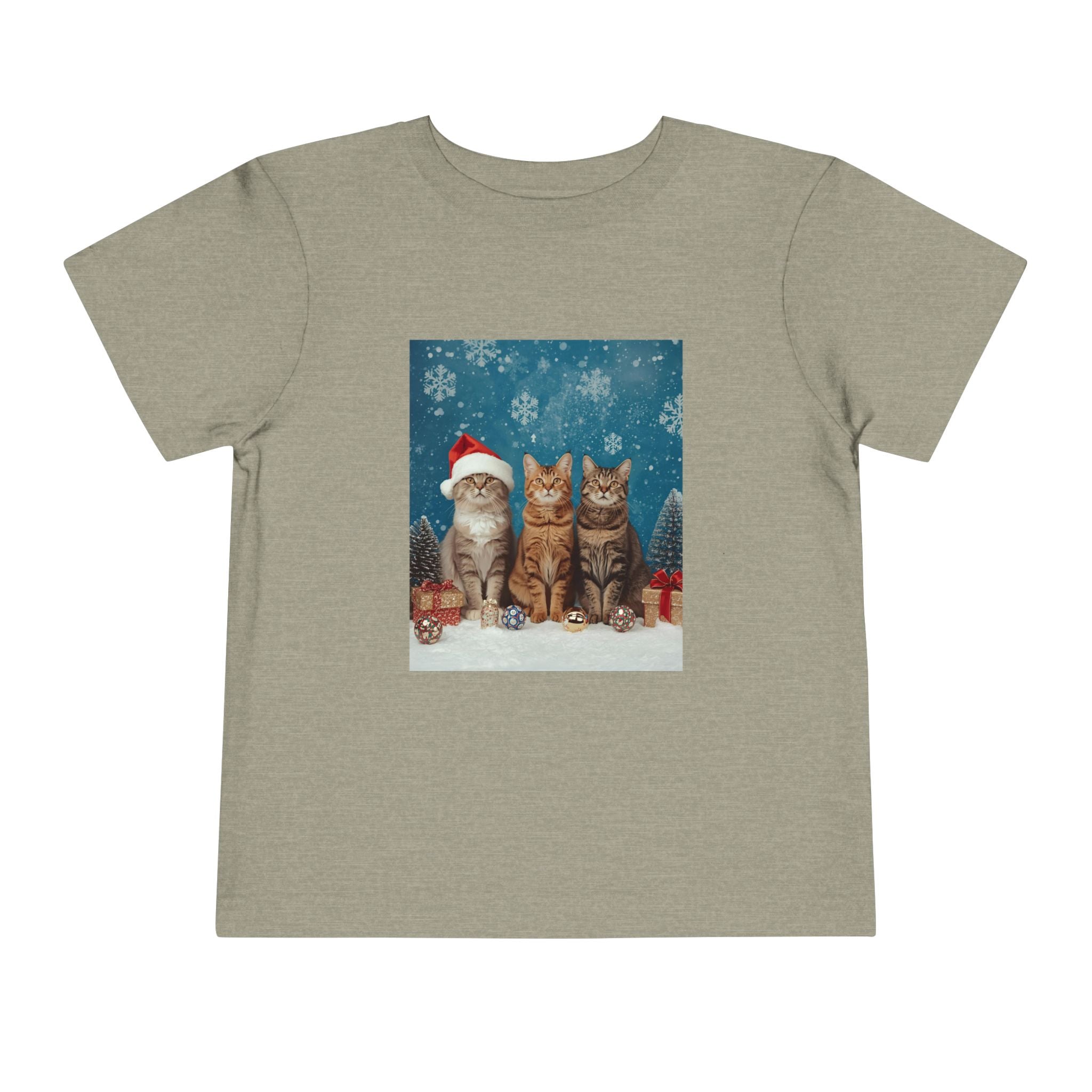 Cute Cat Festive Christmas Toddler Short Sleeve Tee
