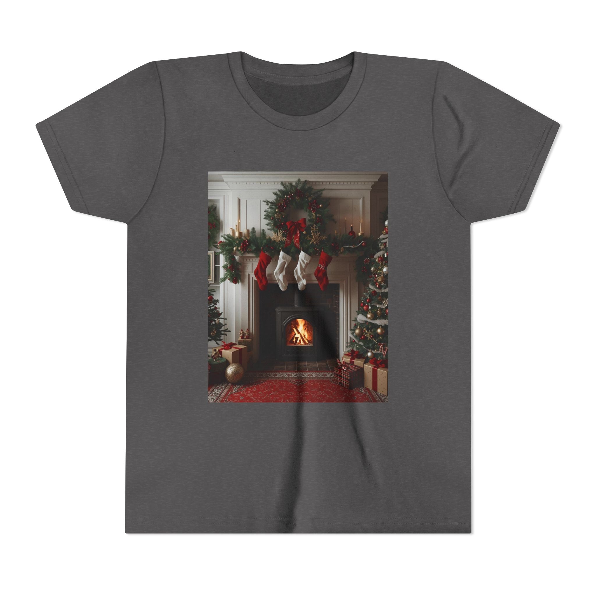 Cozy Christmas Youth Tee, Holiday Gift for Kids, Festive Short Sleeve Shirt, Winter Wear, Family Photos, Christmas Apparel