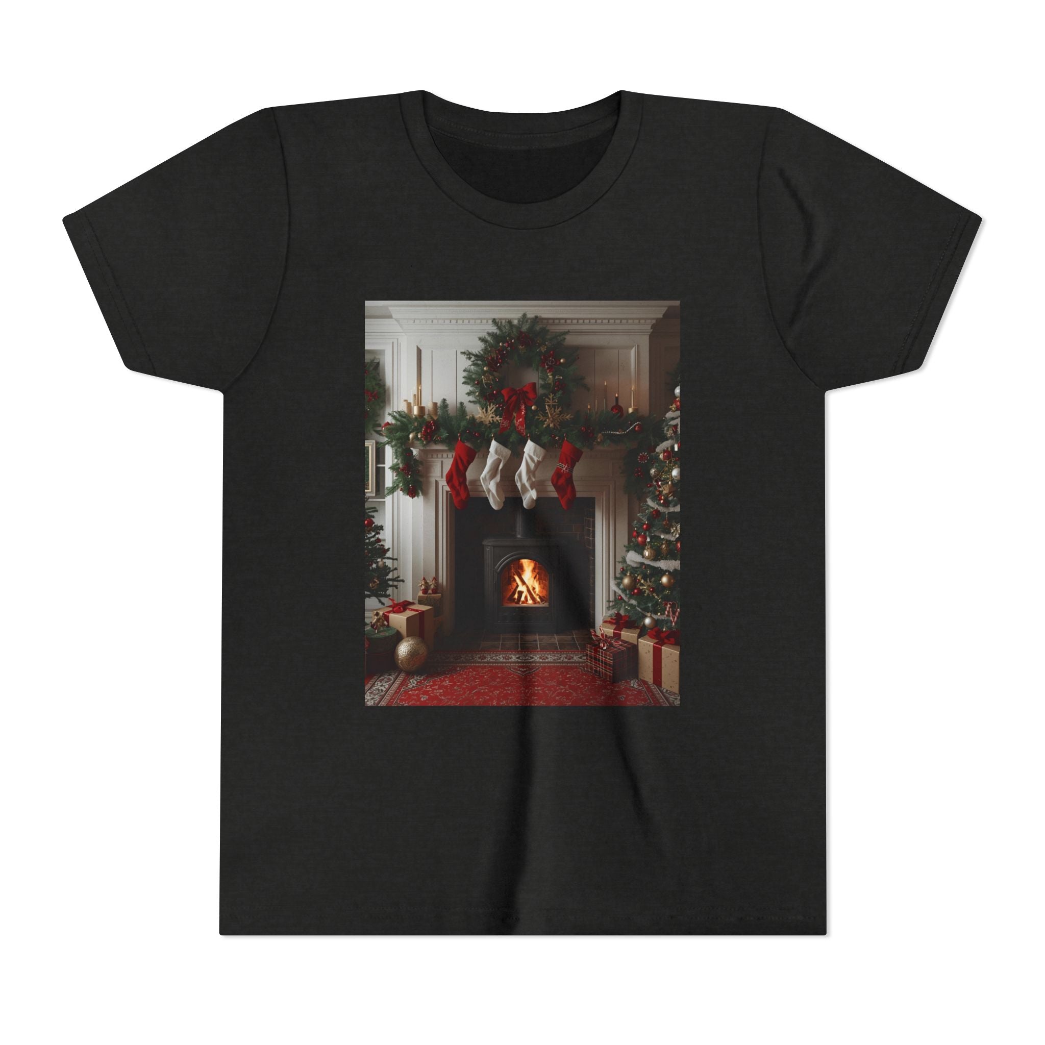 Cozy Christmas Youth Tee, Holiday Gift for Kids, Festive Short Sleeve Shirt, Winter Wear, Family Photos, Christmas Apparel