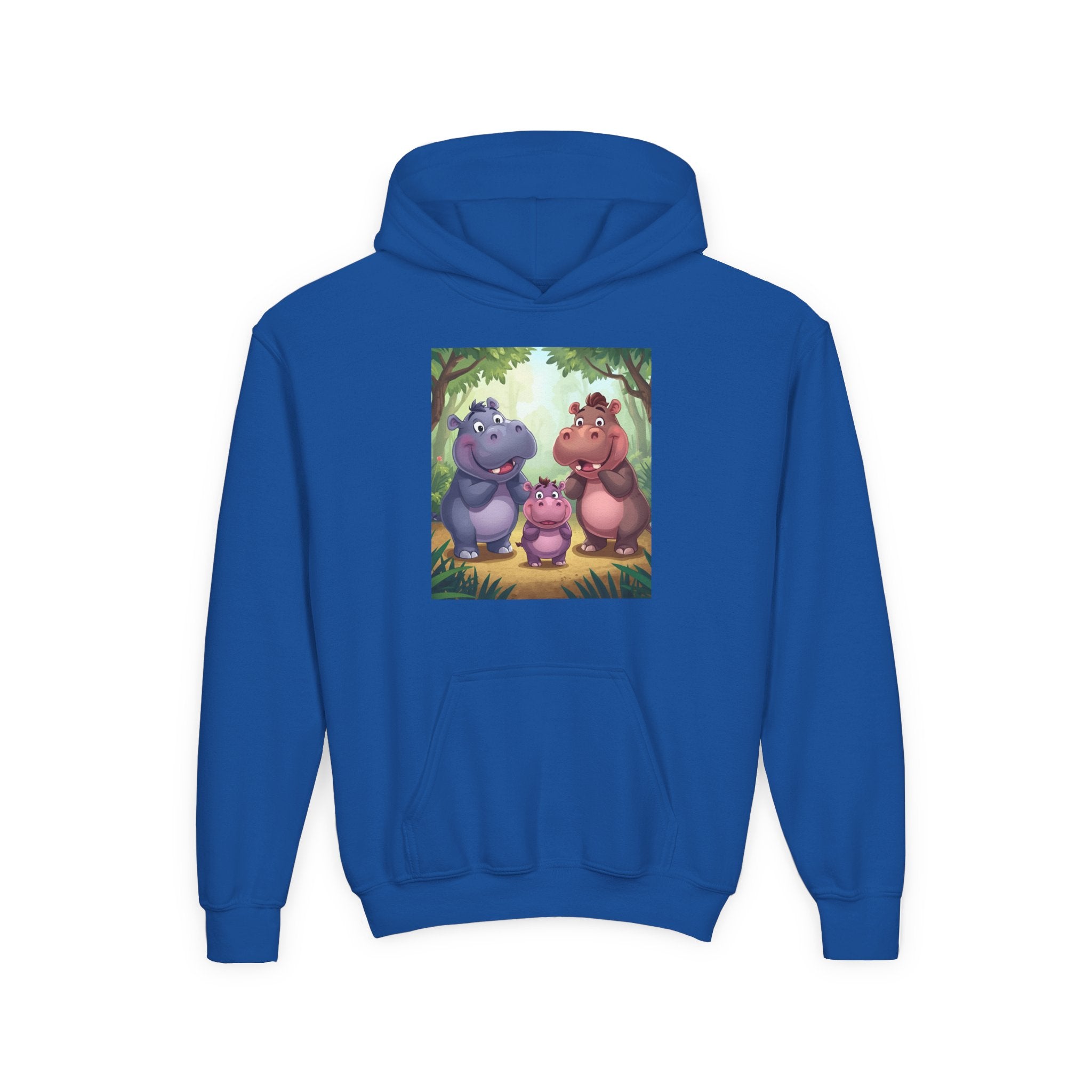 Hippo Cute Youth Heavy Blend Hooded Sweatshirt