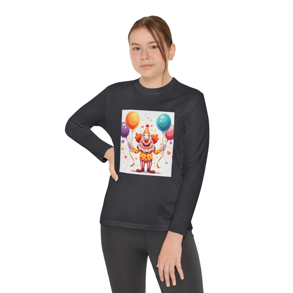 Birthday Clown With Balloons Youth Long Sleeve Competitor Tee