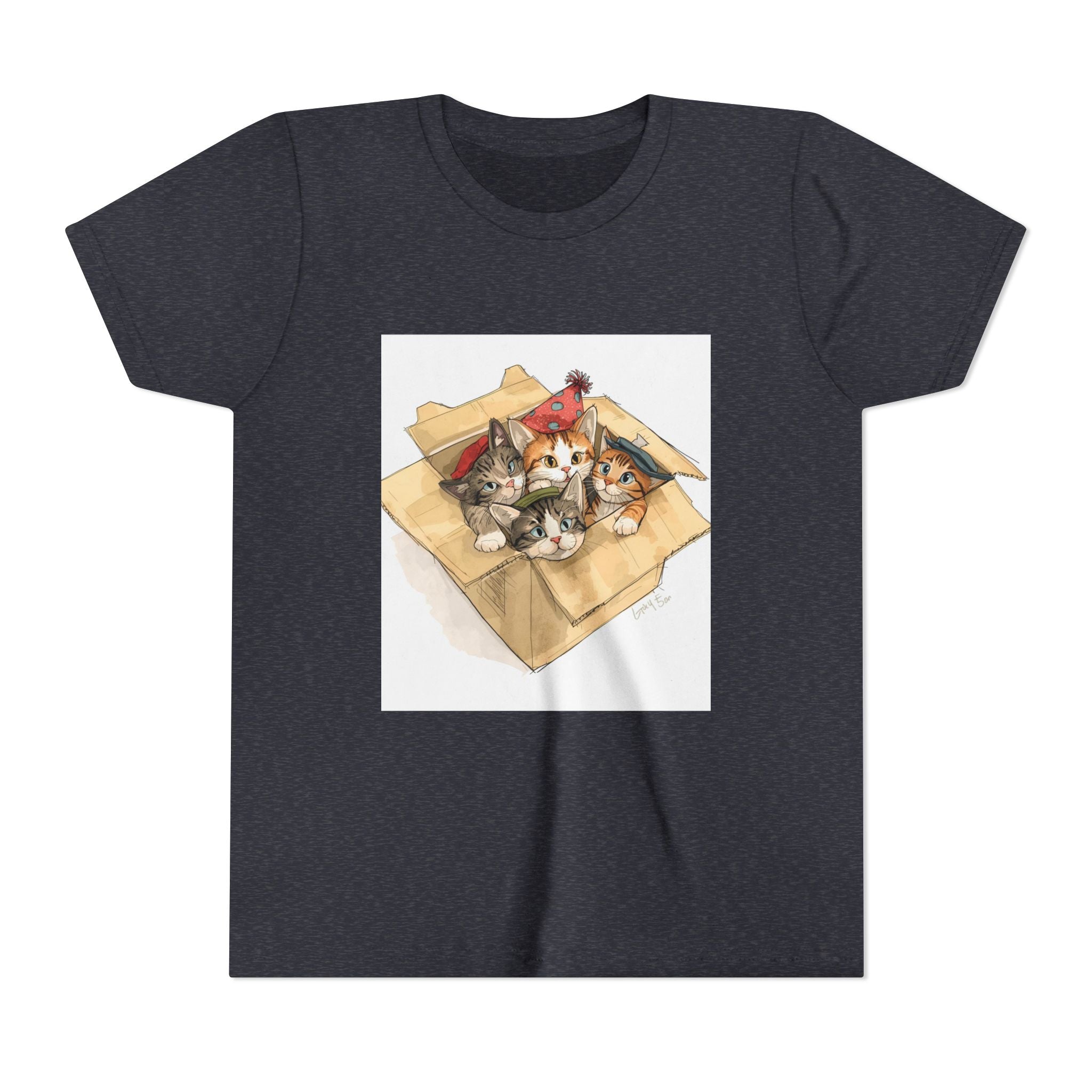 Cute Kittens In Box Youth Short Sleeve Tee