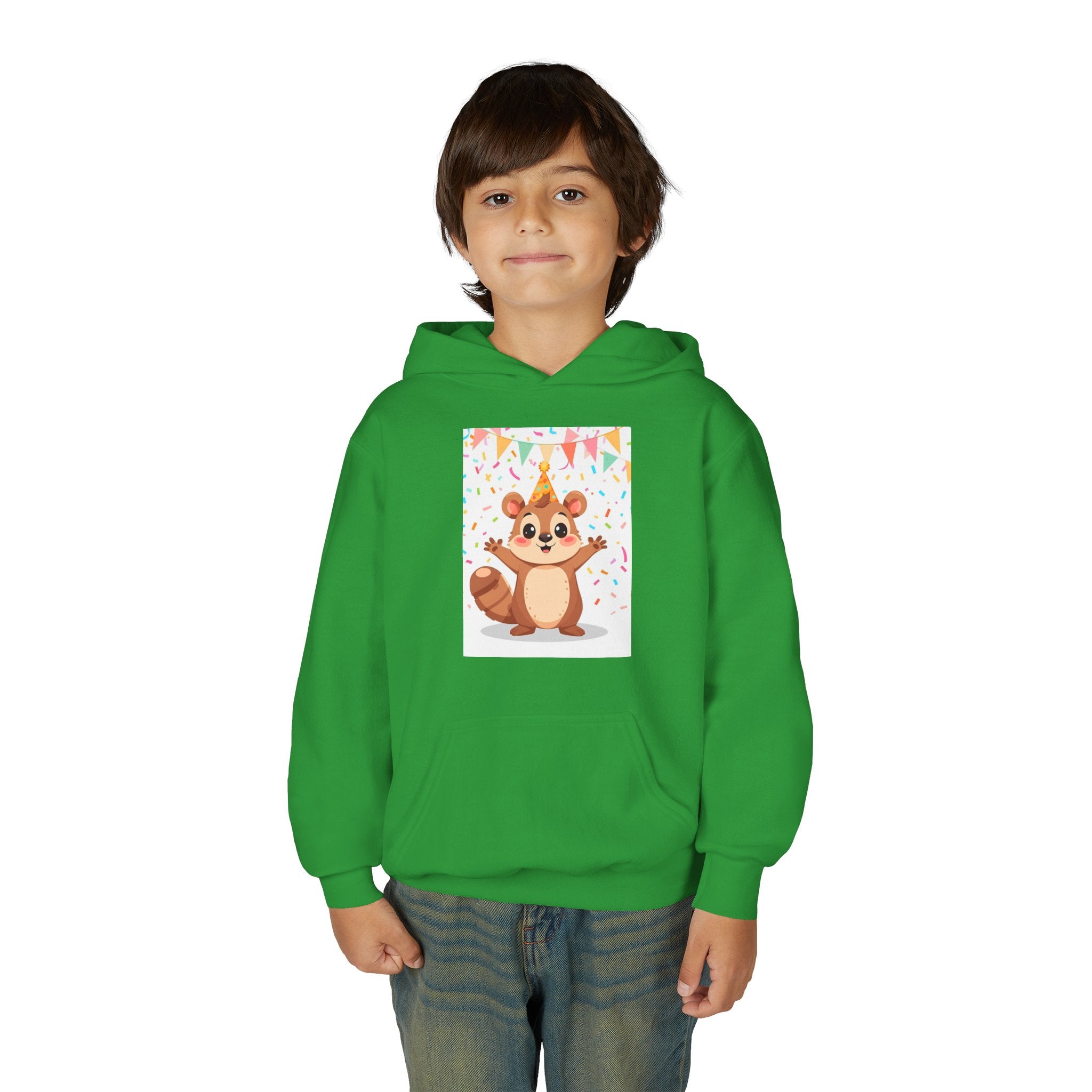 Party Animal With Squirl Youth Heavy Blend Hooded Sweatshirt