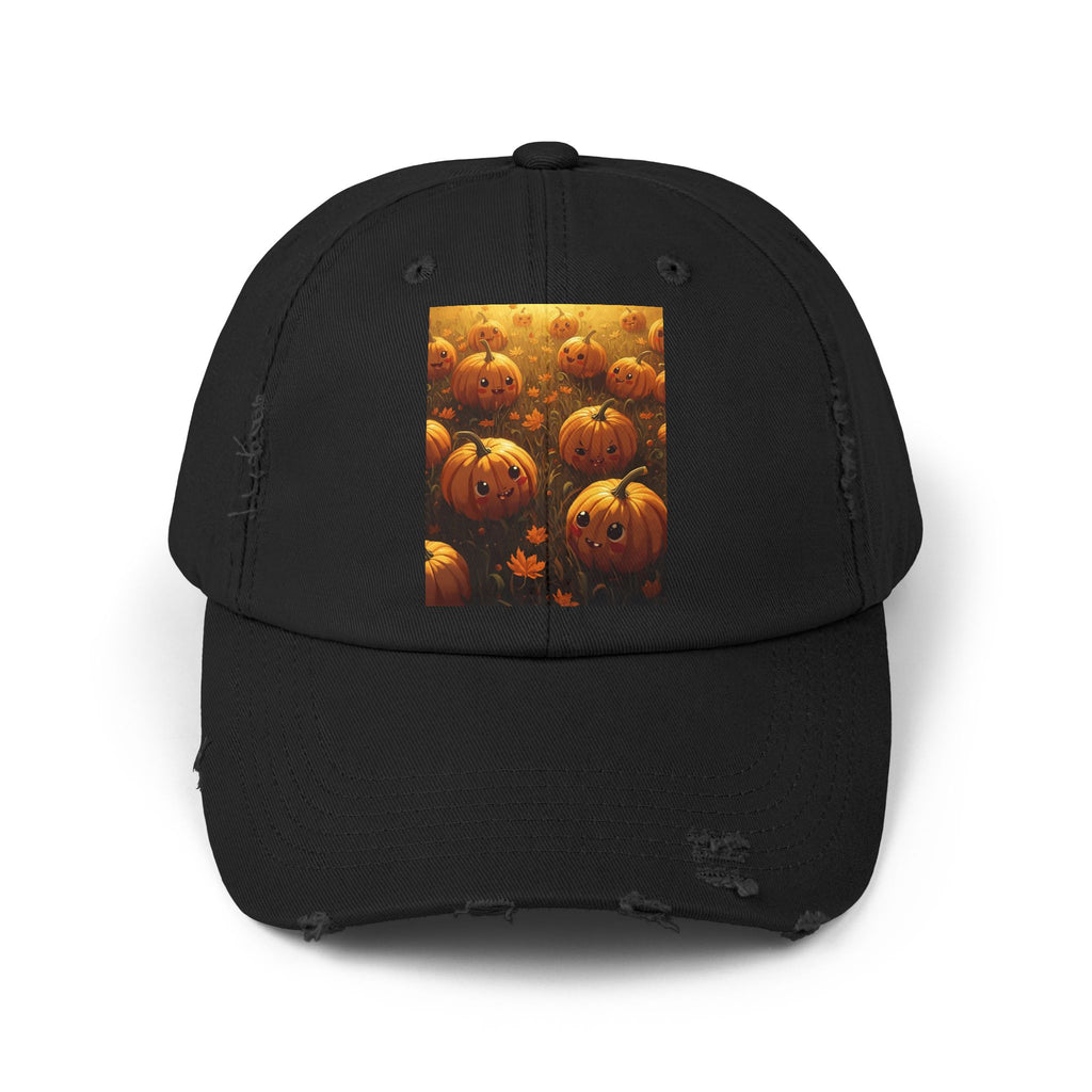 Unisex Distressed Pumpkin Cap, Vintage Halloween Hat, Fall Fashion Accessory, Casual Everyday Wear, Gift for Pumpkin Lovers