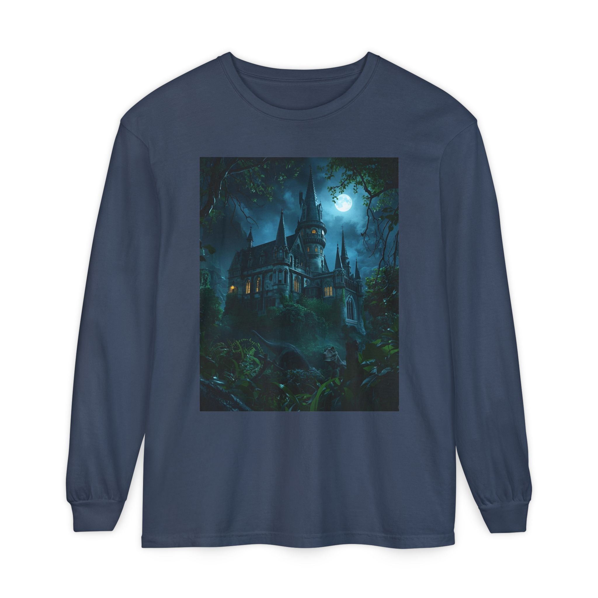 Mystical Night Scene Unisex Garment-dyed Long Sleeve T-Shirt