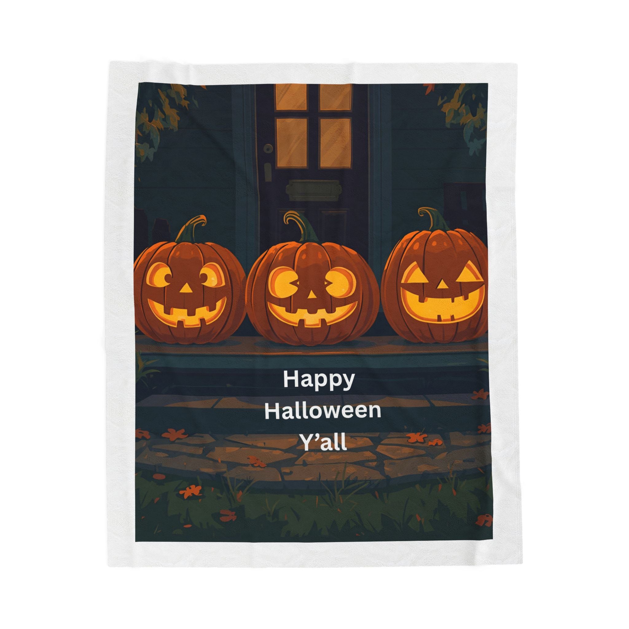 Halloween Pumpkin Velveteen Plush Blanket, Cozy Fall Decor, Spooky Season Gift, Soft Throw for Halloween, Fall Home Accent