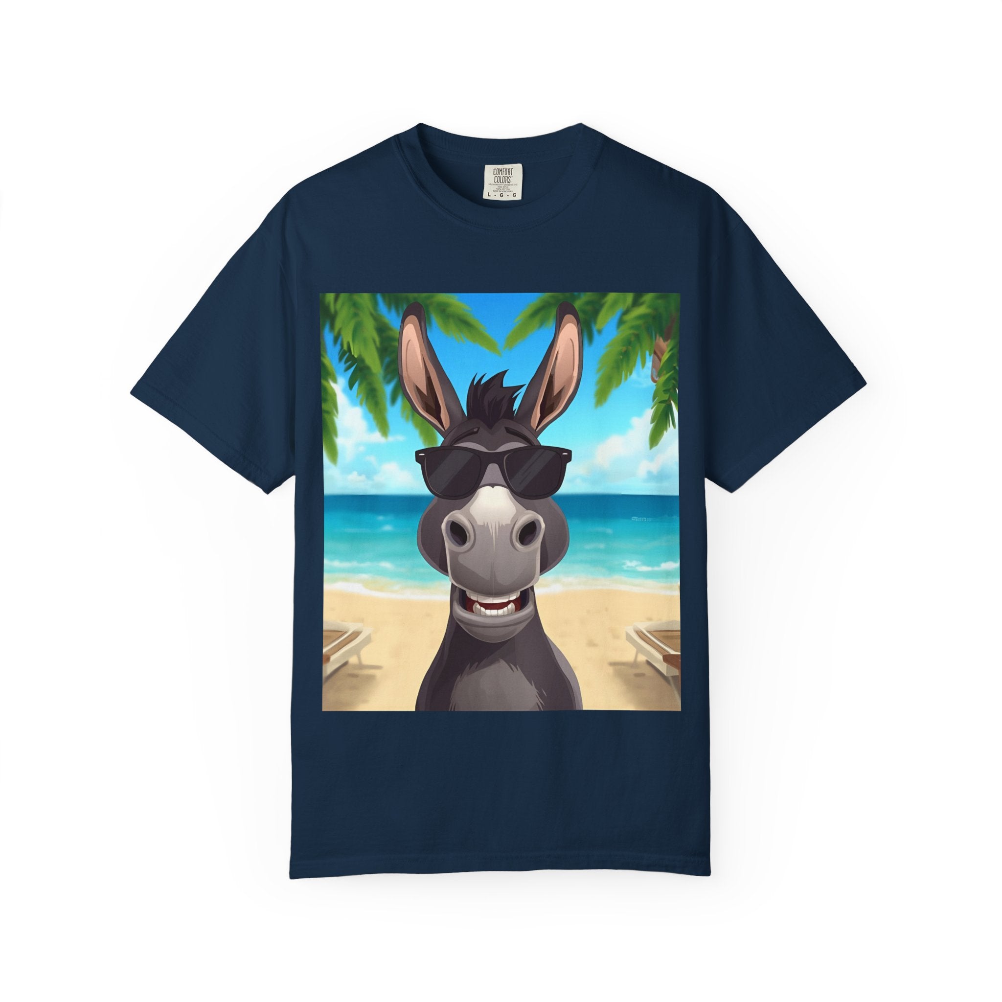 Chill Donkey Sunset T-Shirt, Unisex Summer Tee, Casual Beachwear, Gift for Animal Lovers, Fun Vacation Shirt