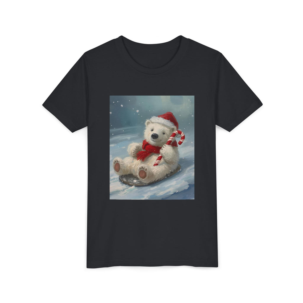Cute Christmas Bear Youth Short Sleeve Tee
