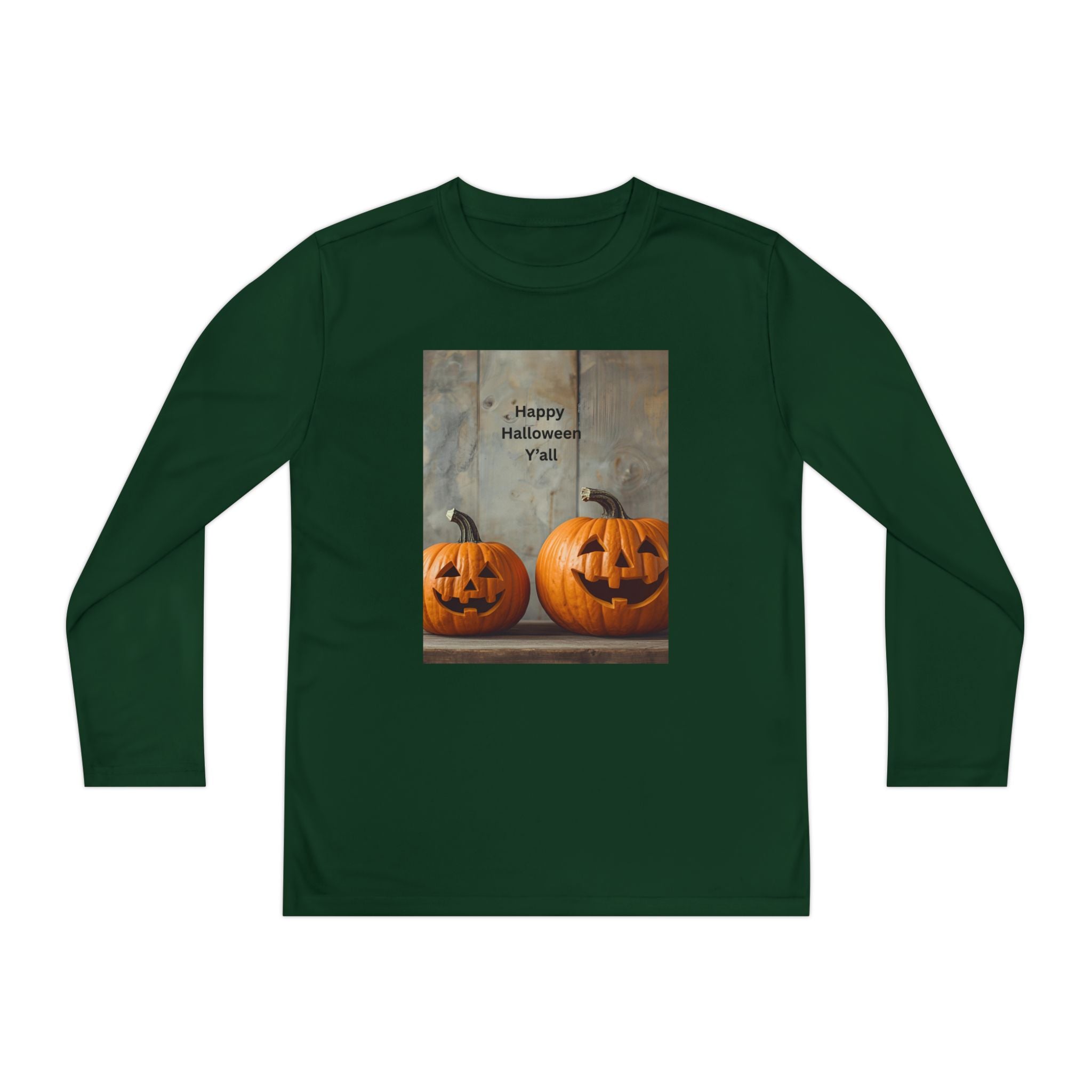 Youth Halloween Pumpkin Long Sleeve Tee, Funny Halloween Shirt, Kids Pumpkin Tee, Fall Celebration Top, Spooky Season Apparel