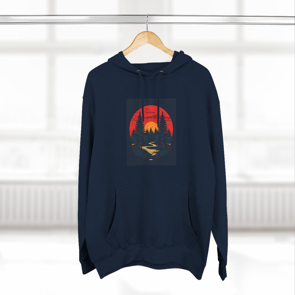 Cozy Nature Sunset Hoodie, Graphic Fleece Sweatshirt, Outdoor Apparel, Fall Fashion, Gift for Nature Lovers, Winter Wear