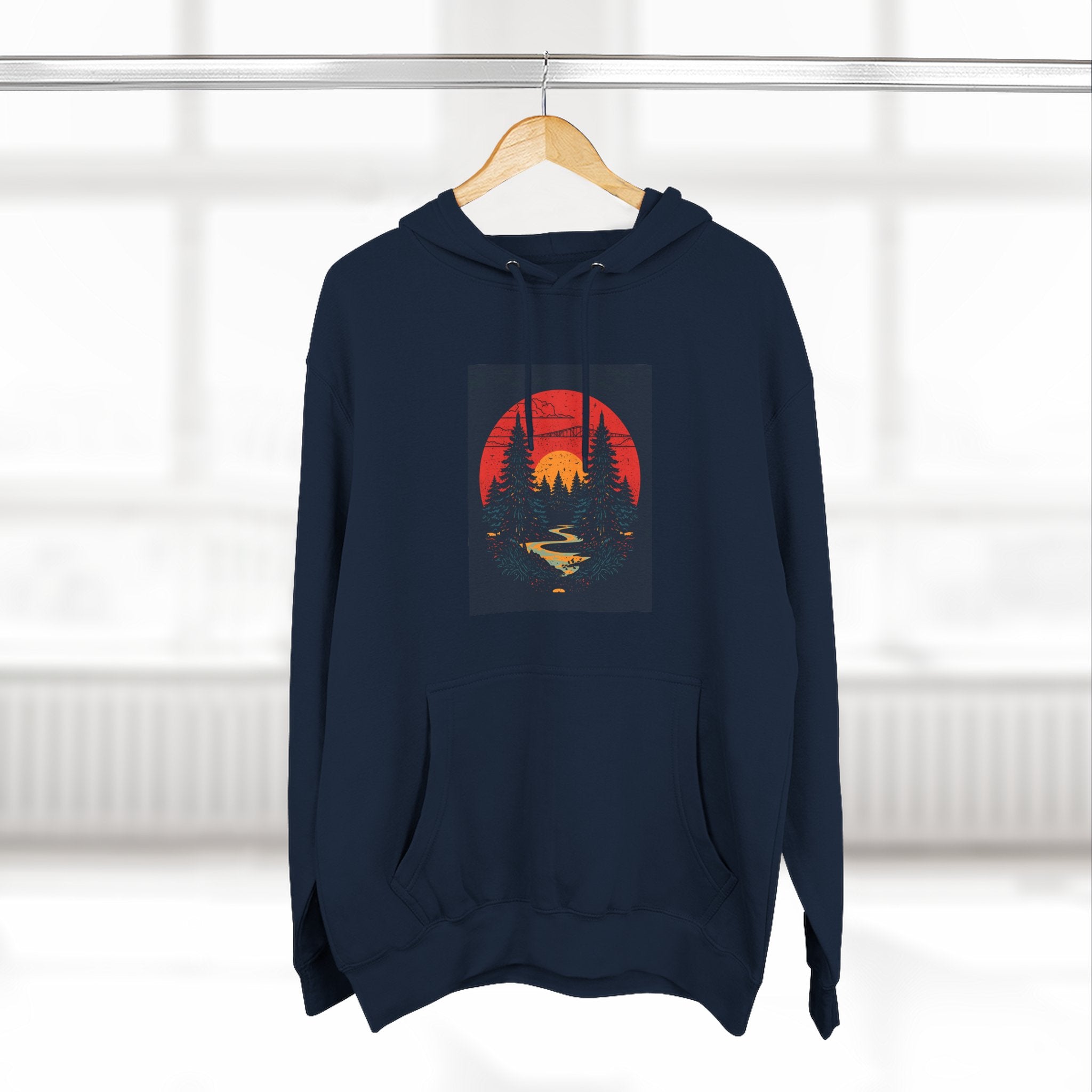 Cozy Nature Sunset Hoodie, Graphic Fleece Sweatshirt, Outdoor Apparel, Fall Fashion, Gift for Nature Lovers, Winter Wear