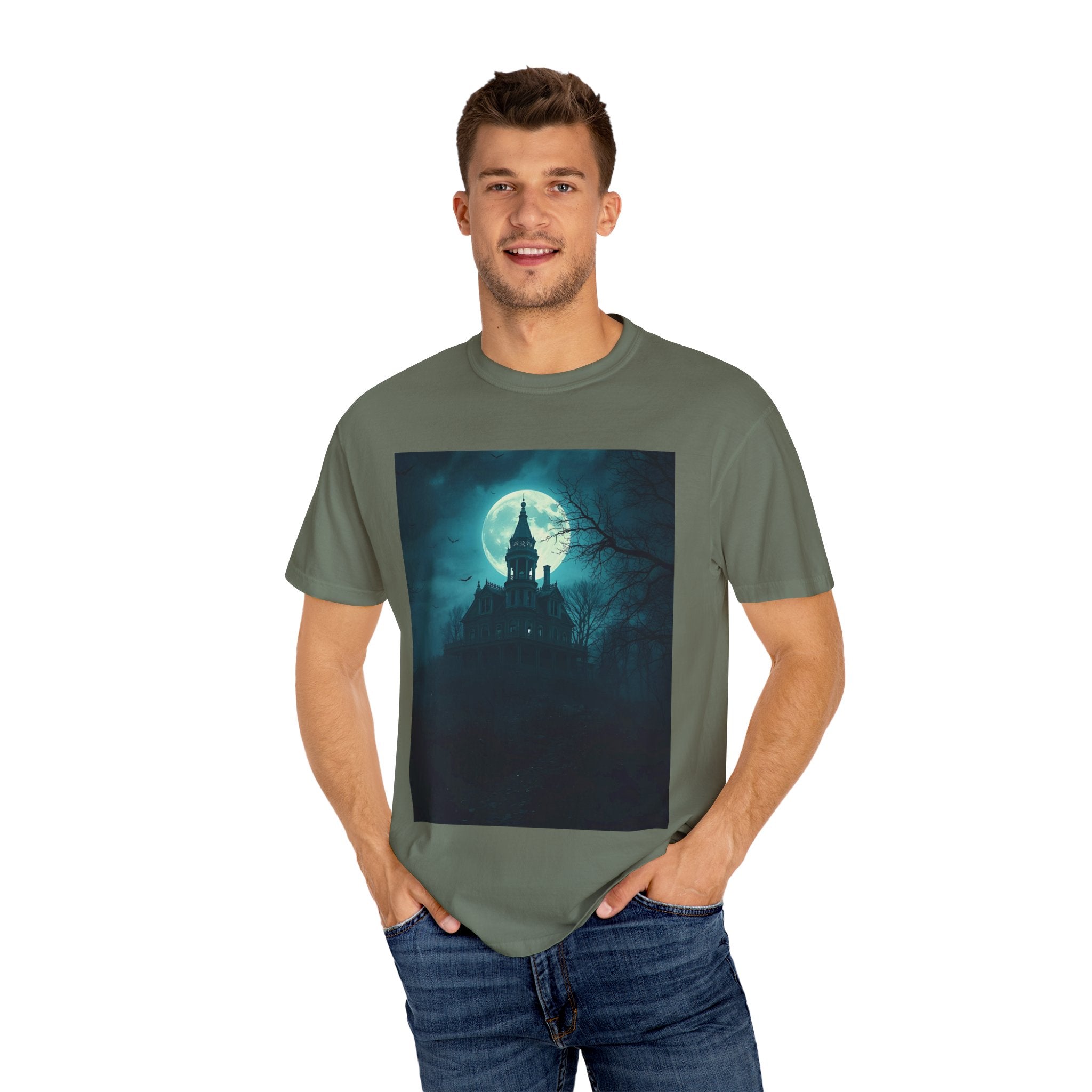 Haunted Moonlit Castle Unisex T-shirt, Gothic Tee, Halloween Apparel, Vintage Style Shirt, Alternative Fashion, Spooky Gift