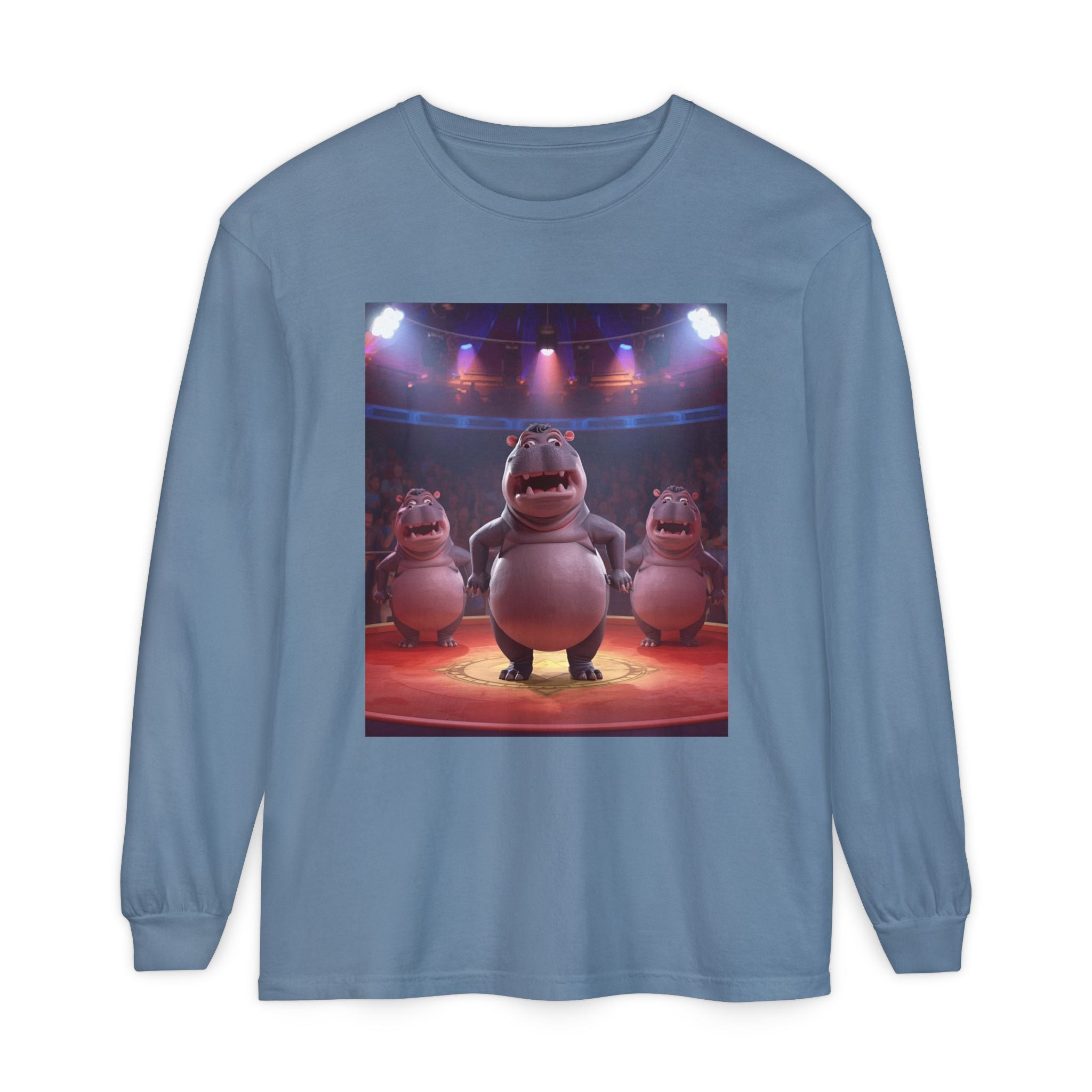Hippo Funny Unisex Garment-dyed Long Sleeve T-Shirt